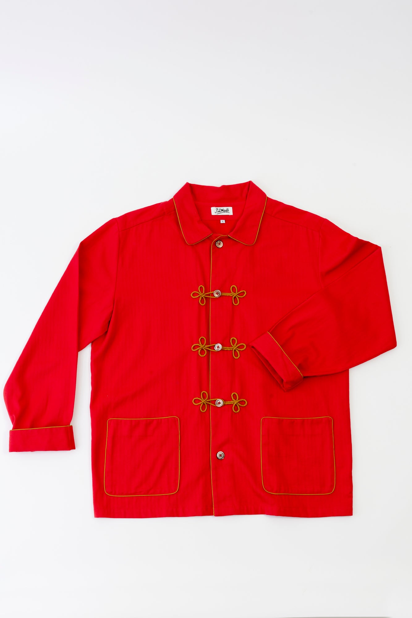 Red french bartender jacket.