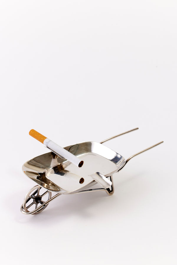 VINTAGE SILVER WHEELBARROW ASH TRAY