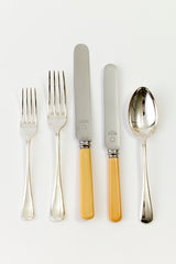 SERVICE FOR 12 VINTAGE SILVER AND "BONE" FLATWARE