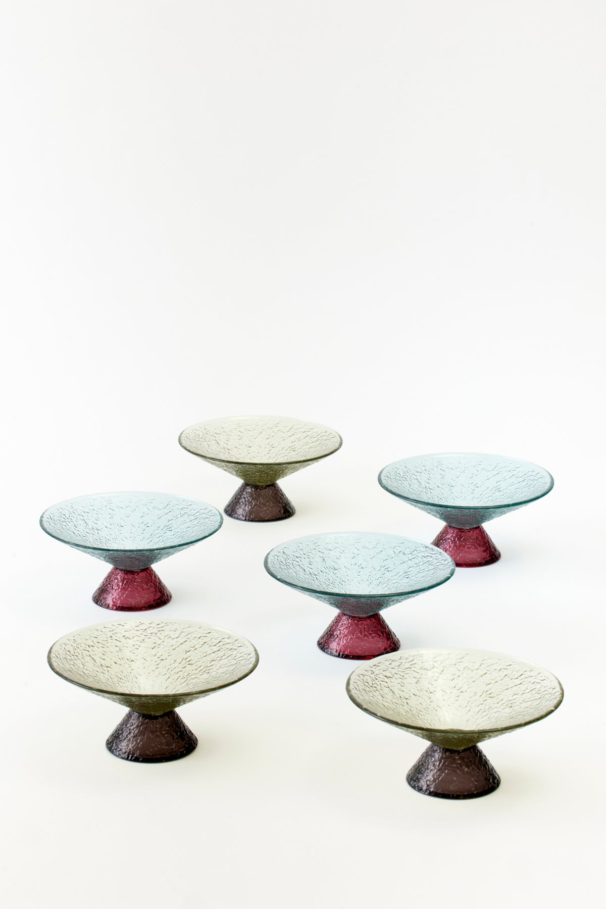 SET OF 6 CRAQUELLE COMPOTES
