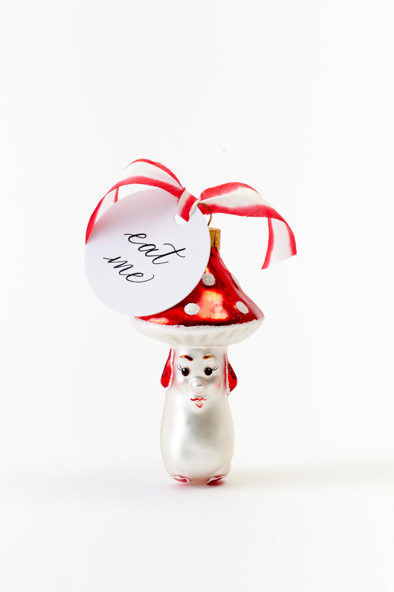 Toad red and white mushroom ornament.