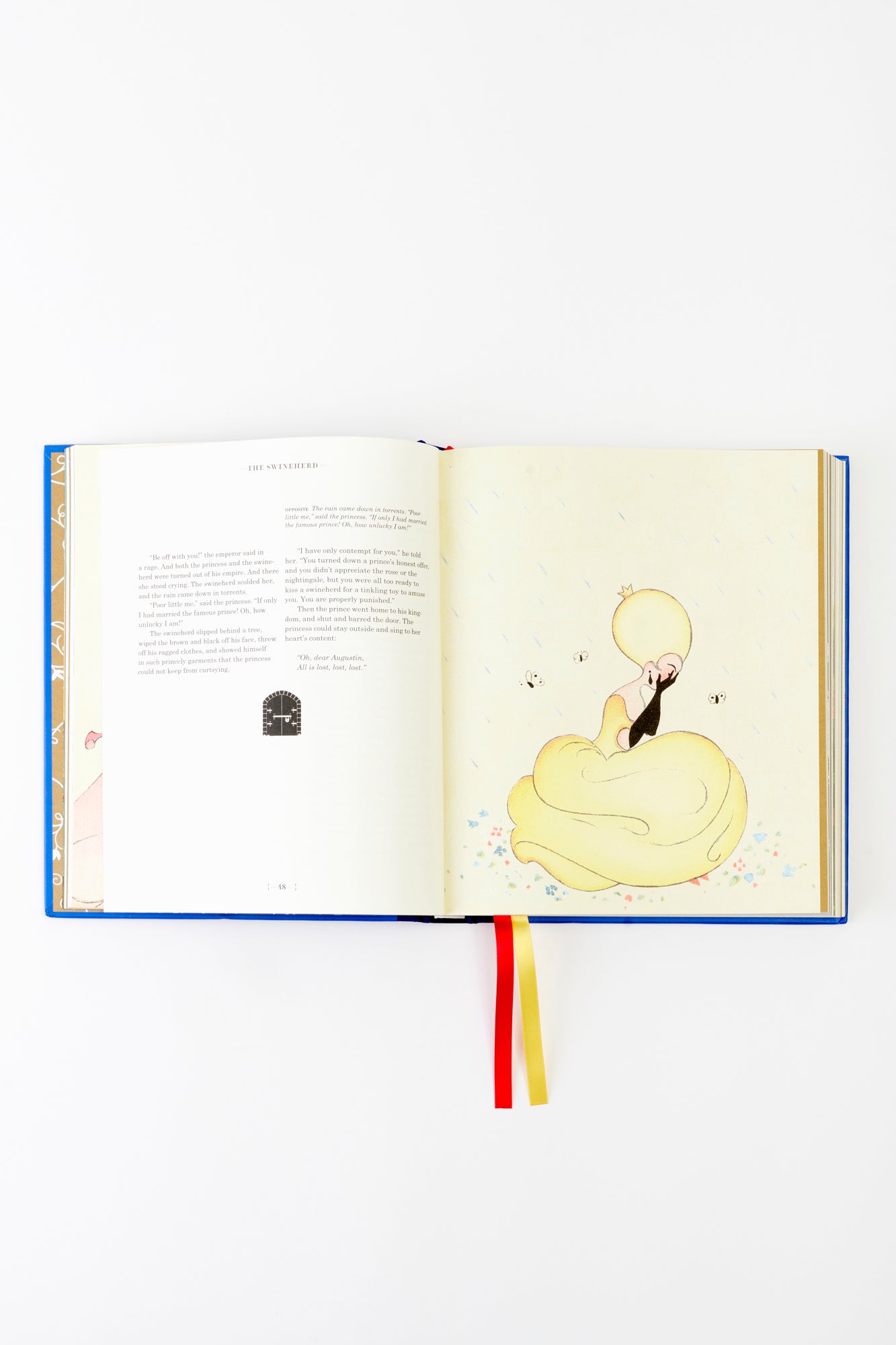 A gorgeously illustrated page from The Fairy Tales of Hans Christian Andersen, showcasing the story 'The Swineherd.' Delicate pastel tones and elegant line work bring the fairy tale to life, a treasure trove for lovers of classic children’s stories.