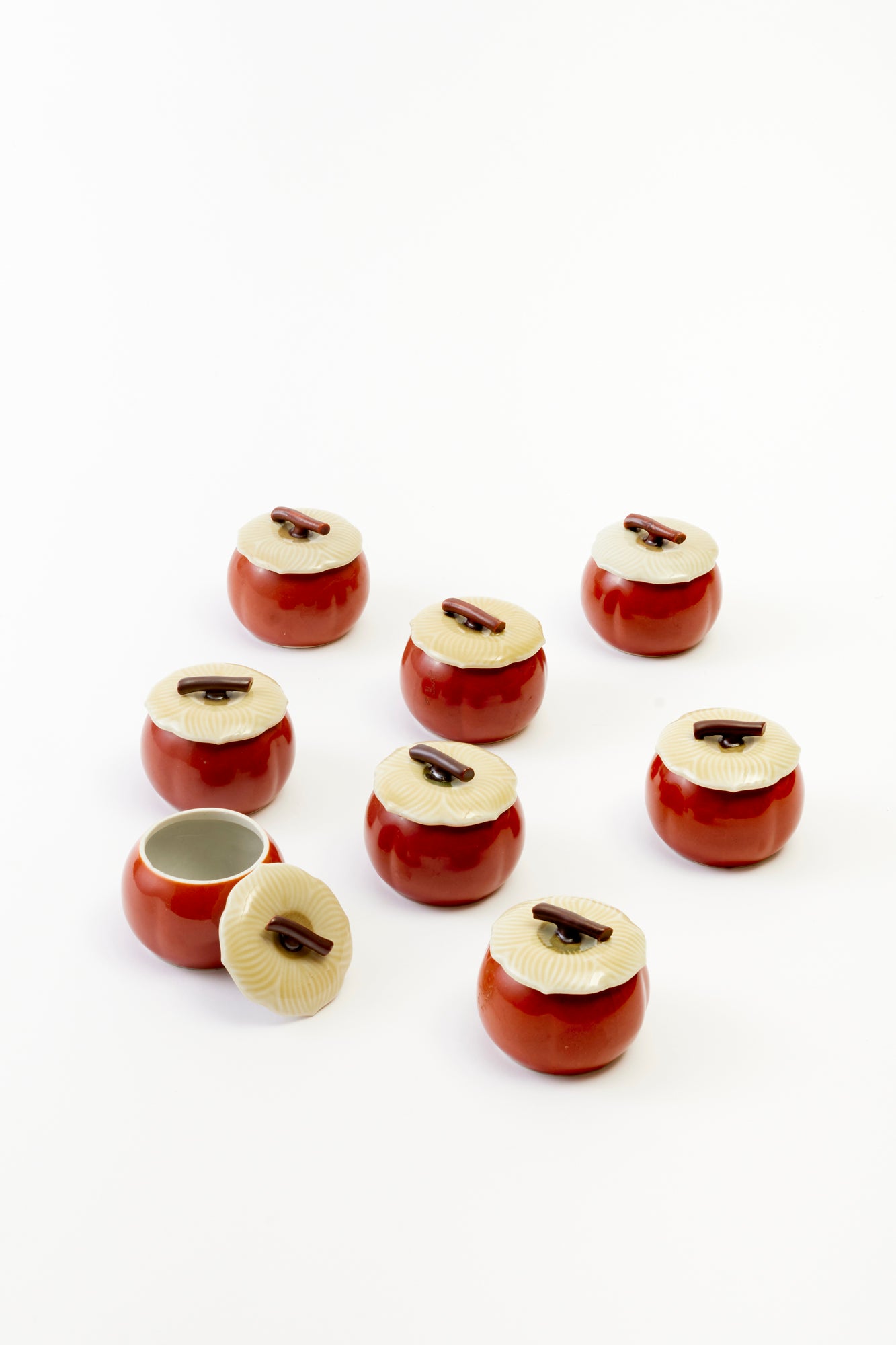 Set of small vintage persimmon boats. Perfect for dessert. 