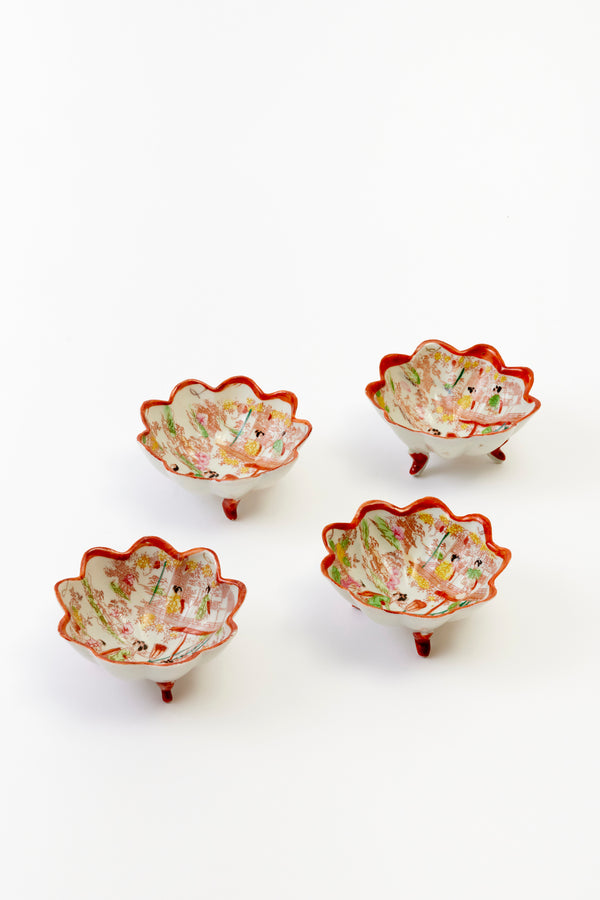 SET OF 4 VINTAGE GEISHA NUT DISHES