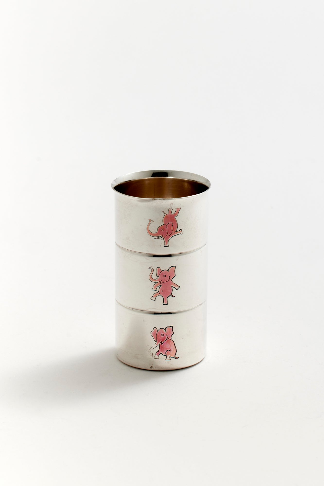 Pink elephant silver jigger.