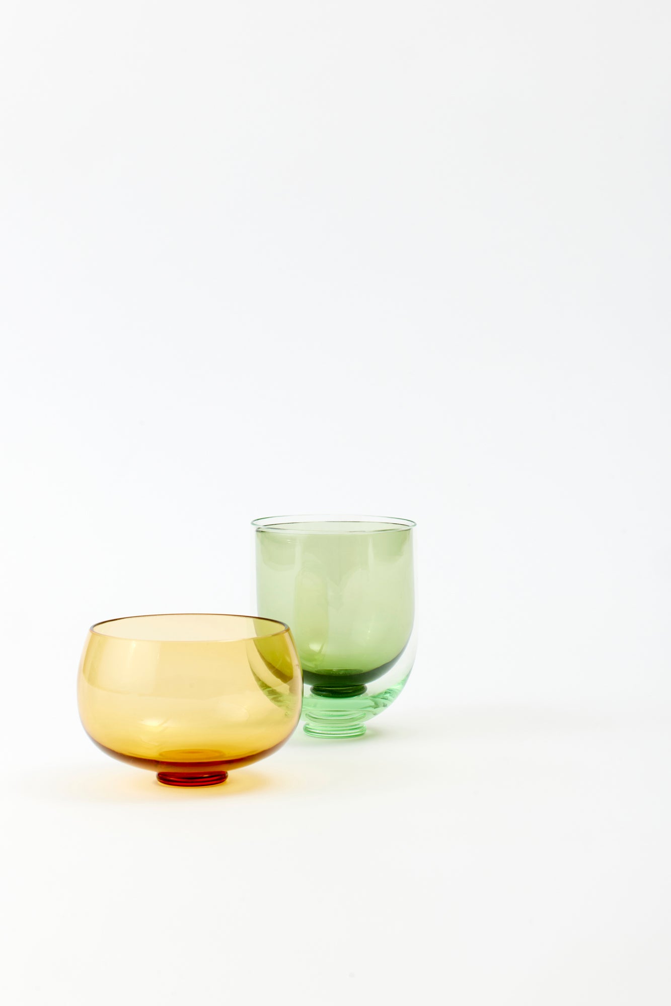 A modular marvel from Murano, this set includes two glasses for water and wine and a bowl for dessert.