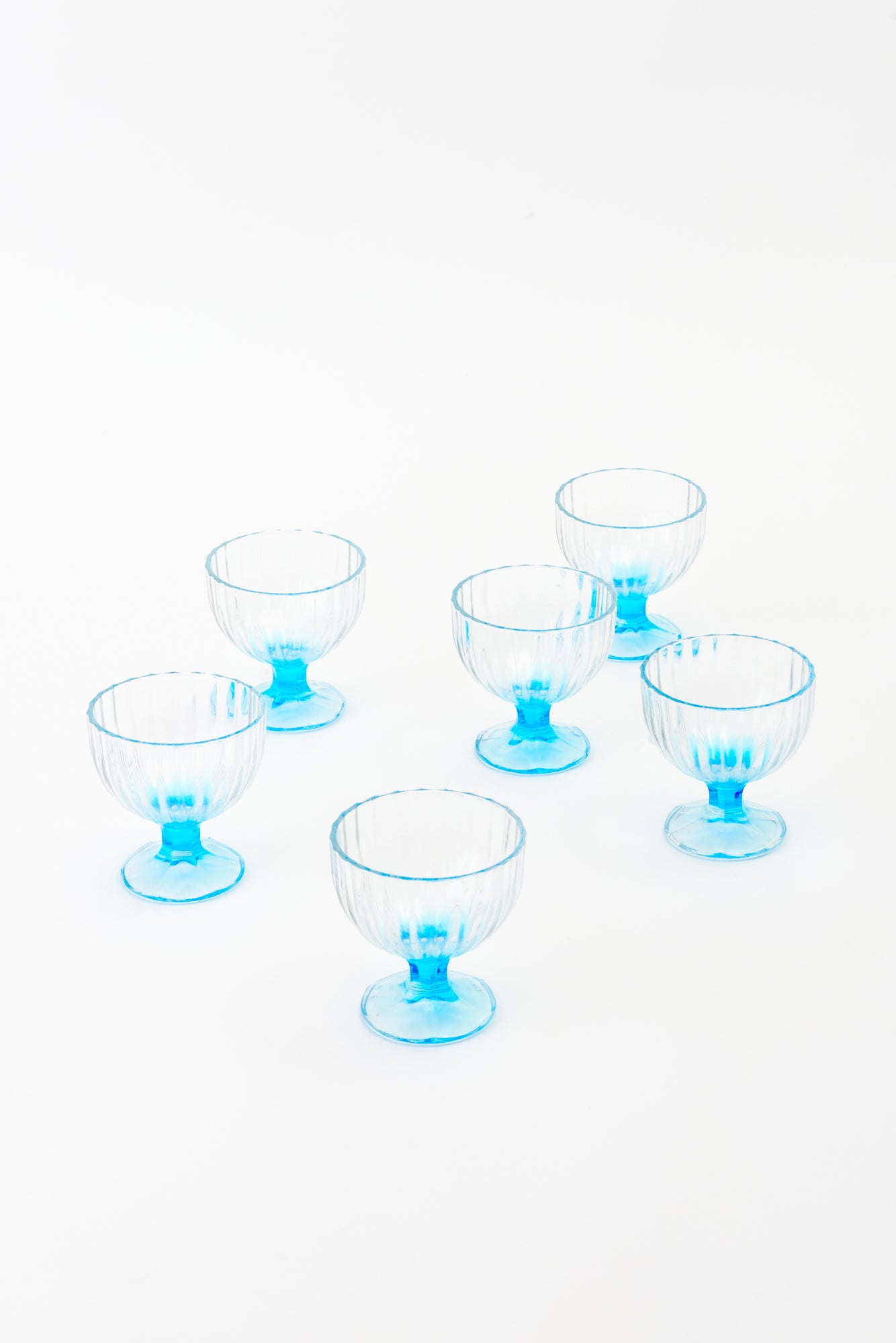 Blue glass vintage compotes.