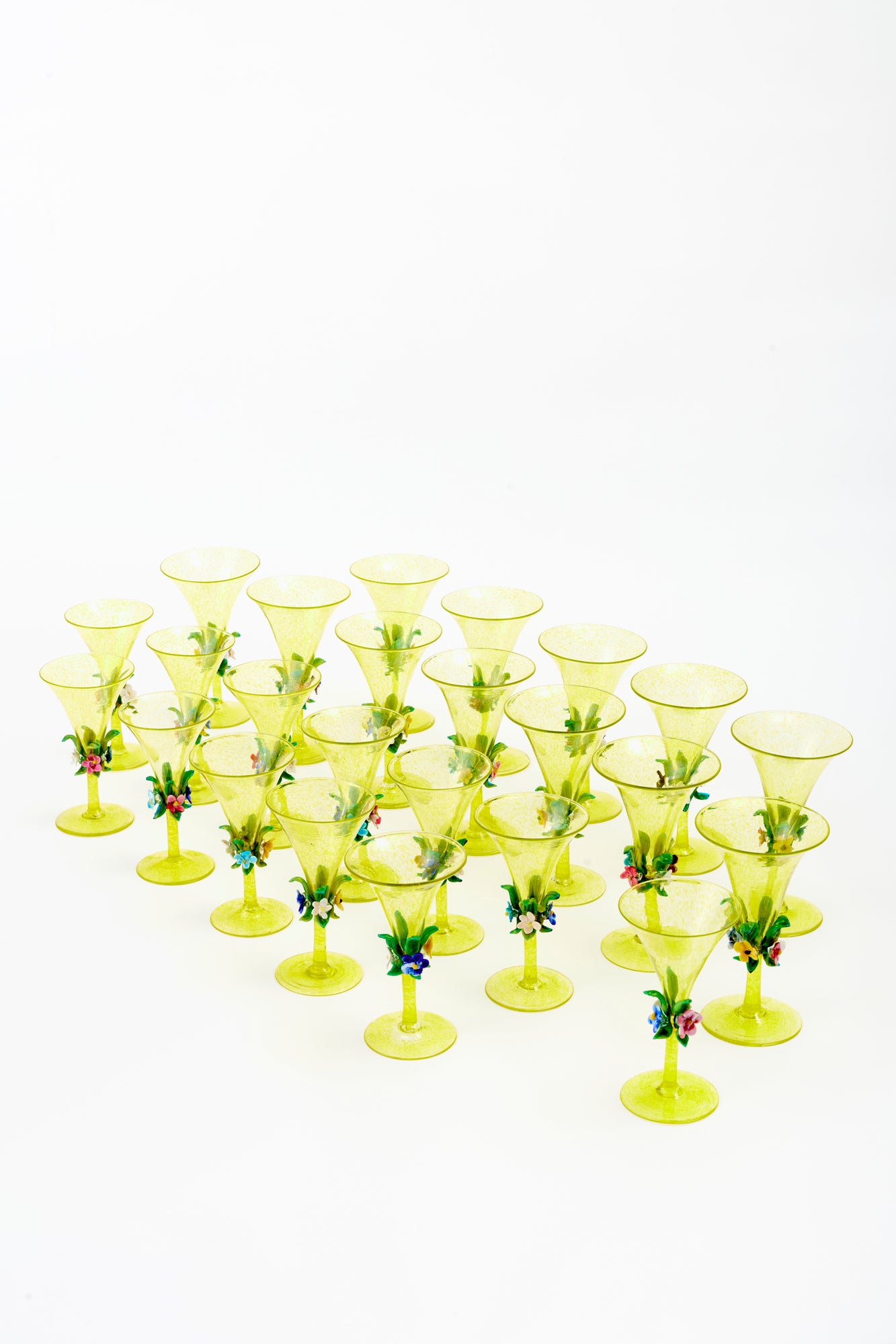 Yellow fairytale vintage venetian goblets.