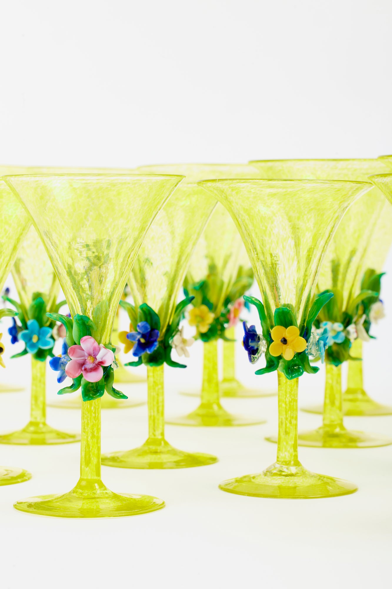 Yellow fairytale vintage venetian goblets.