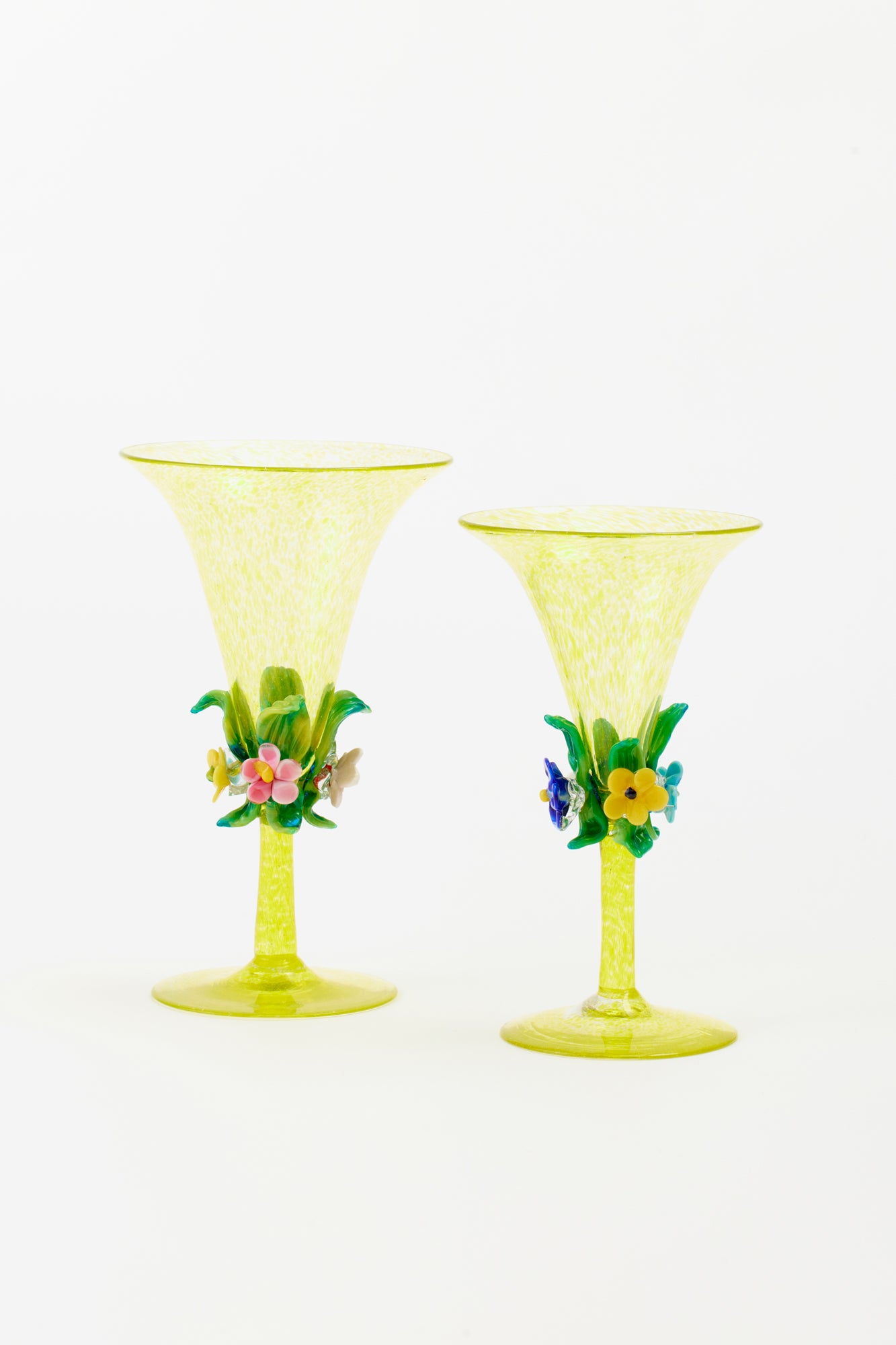 Yellow fairytale vintage venetian goblets.