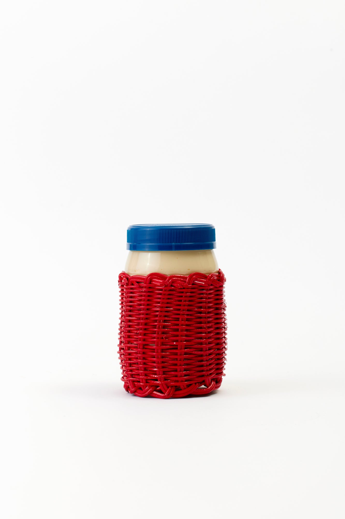 Red wicker condiment cover for 