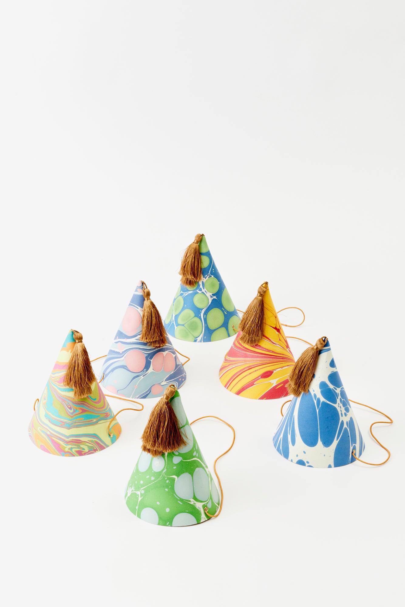 Marble party hats for any celebration.