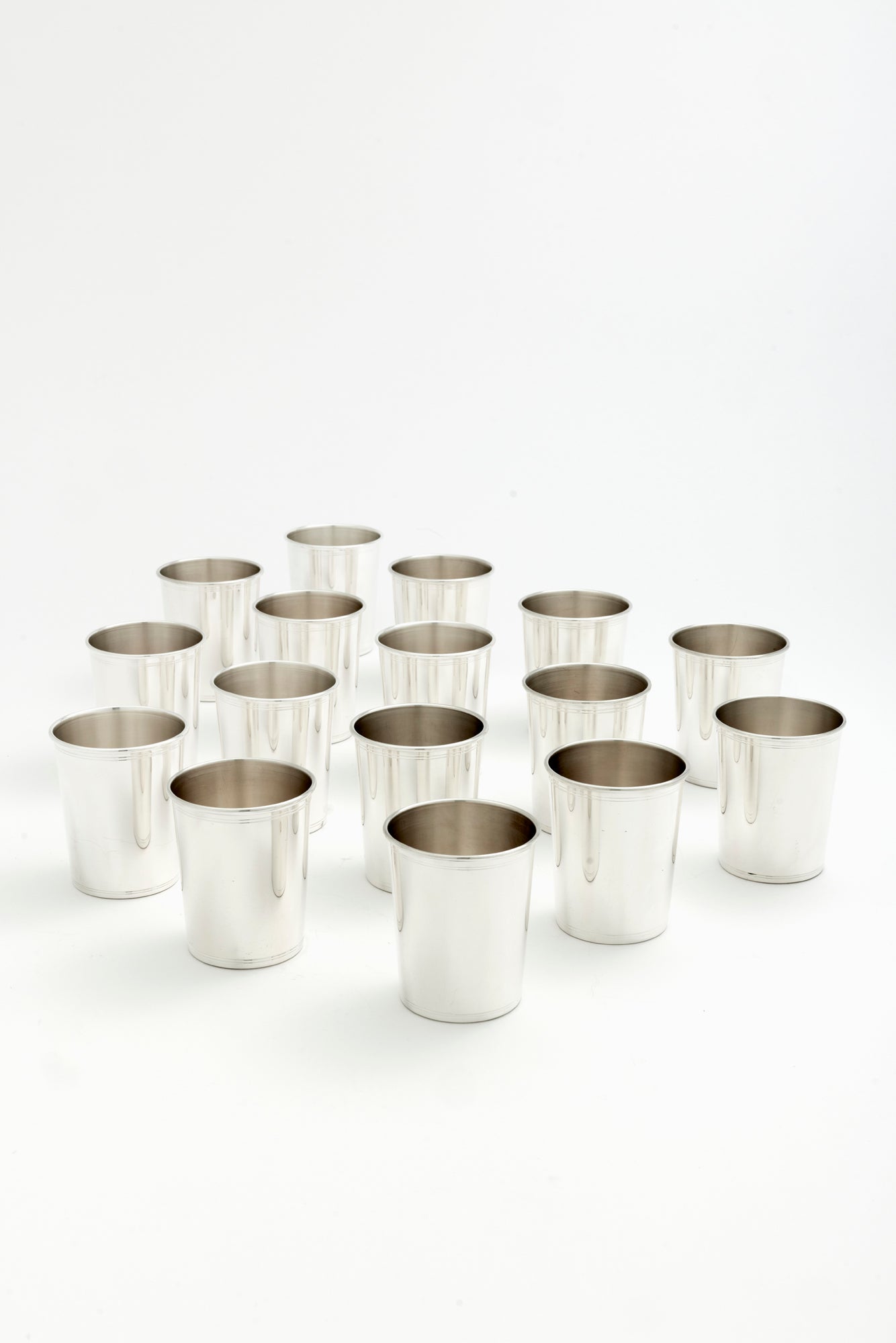 Set of 16 vintage sterling silver julep cups.