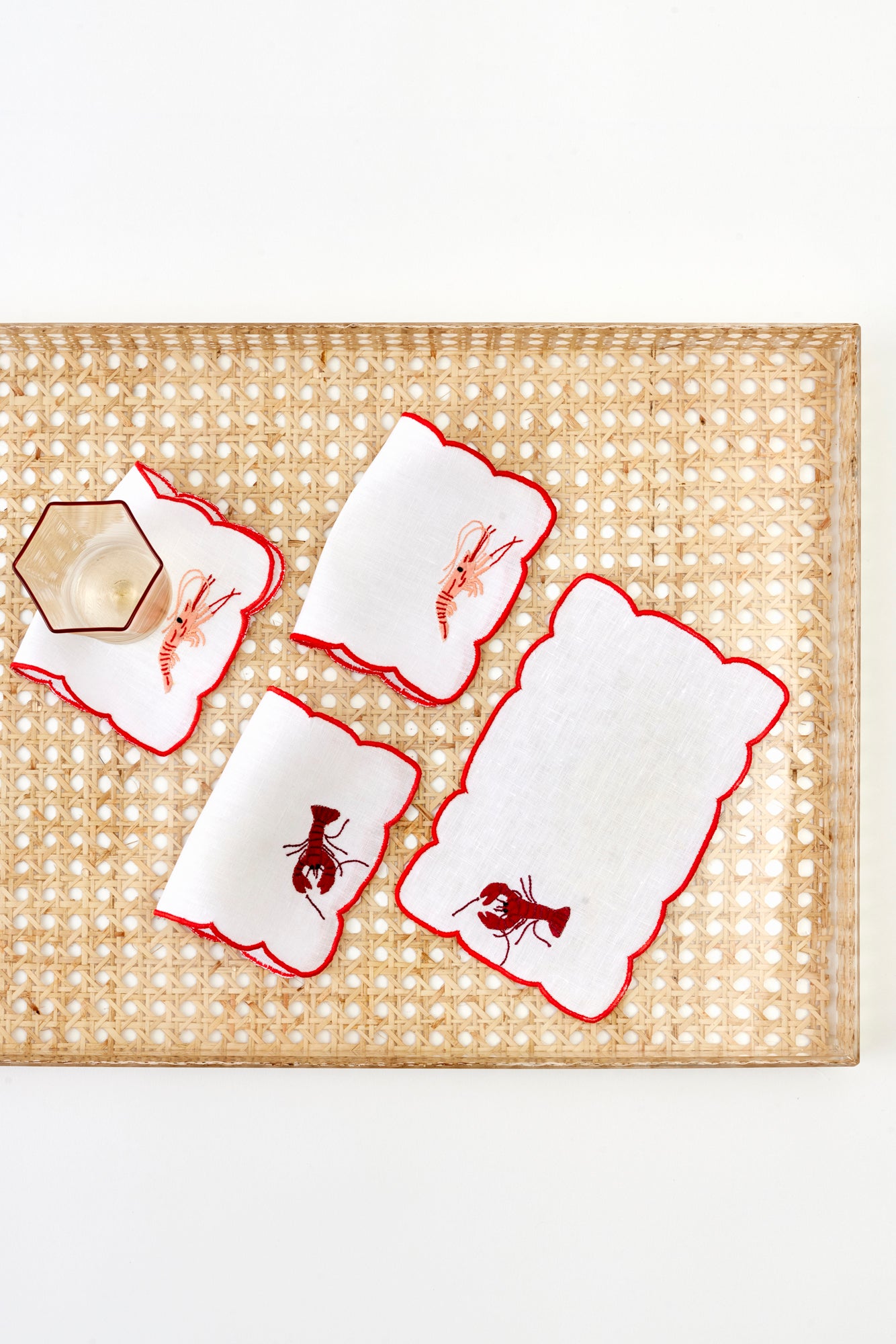 SET OF 4 LOBSTER & SHRIMP COCKTAIL NAPKINS