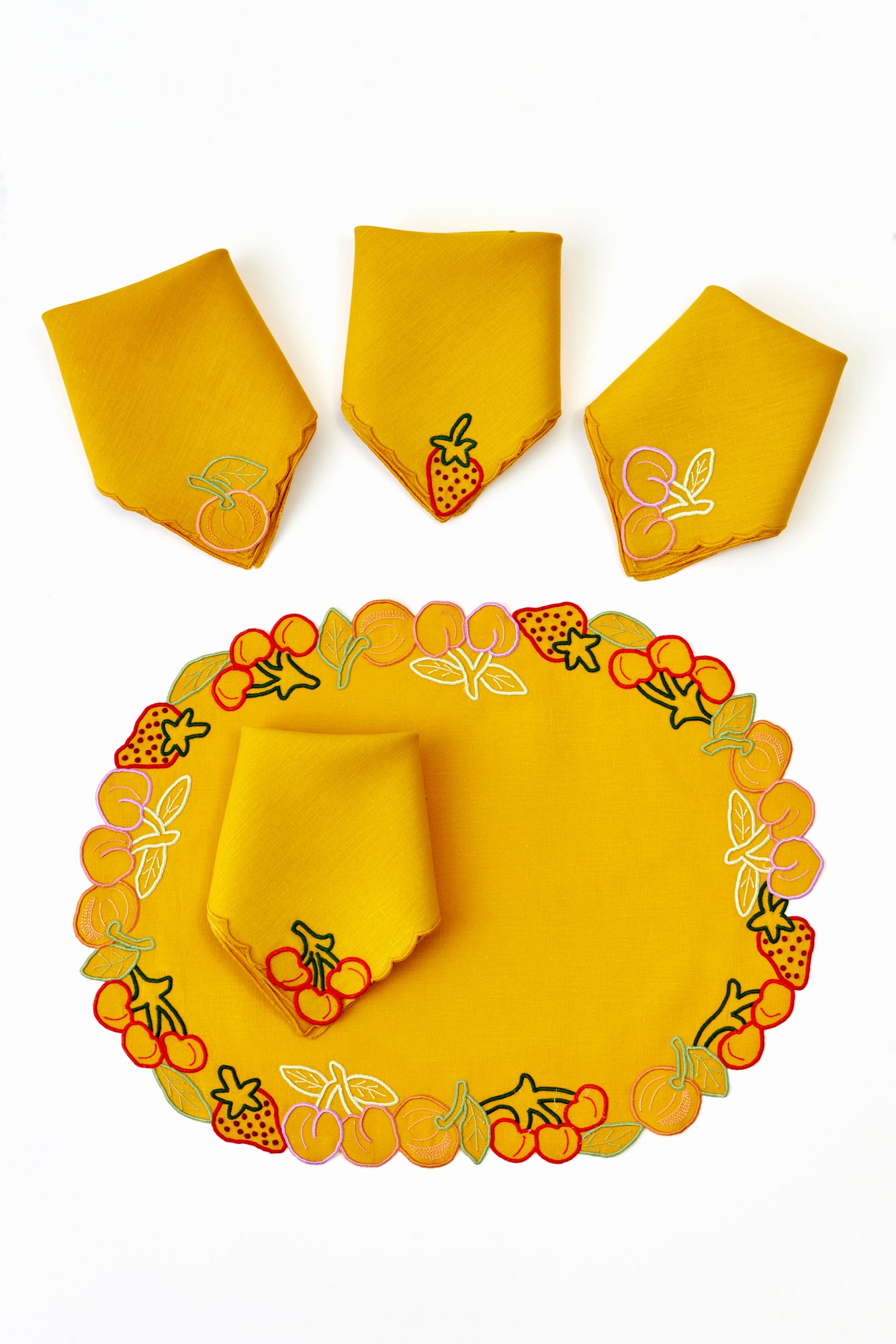SET OF 4 FRUIT FORWARD PLACEMATS & NAPKINS