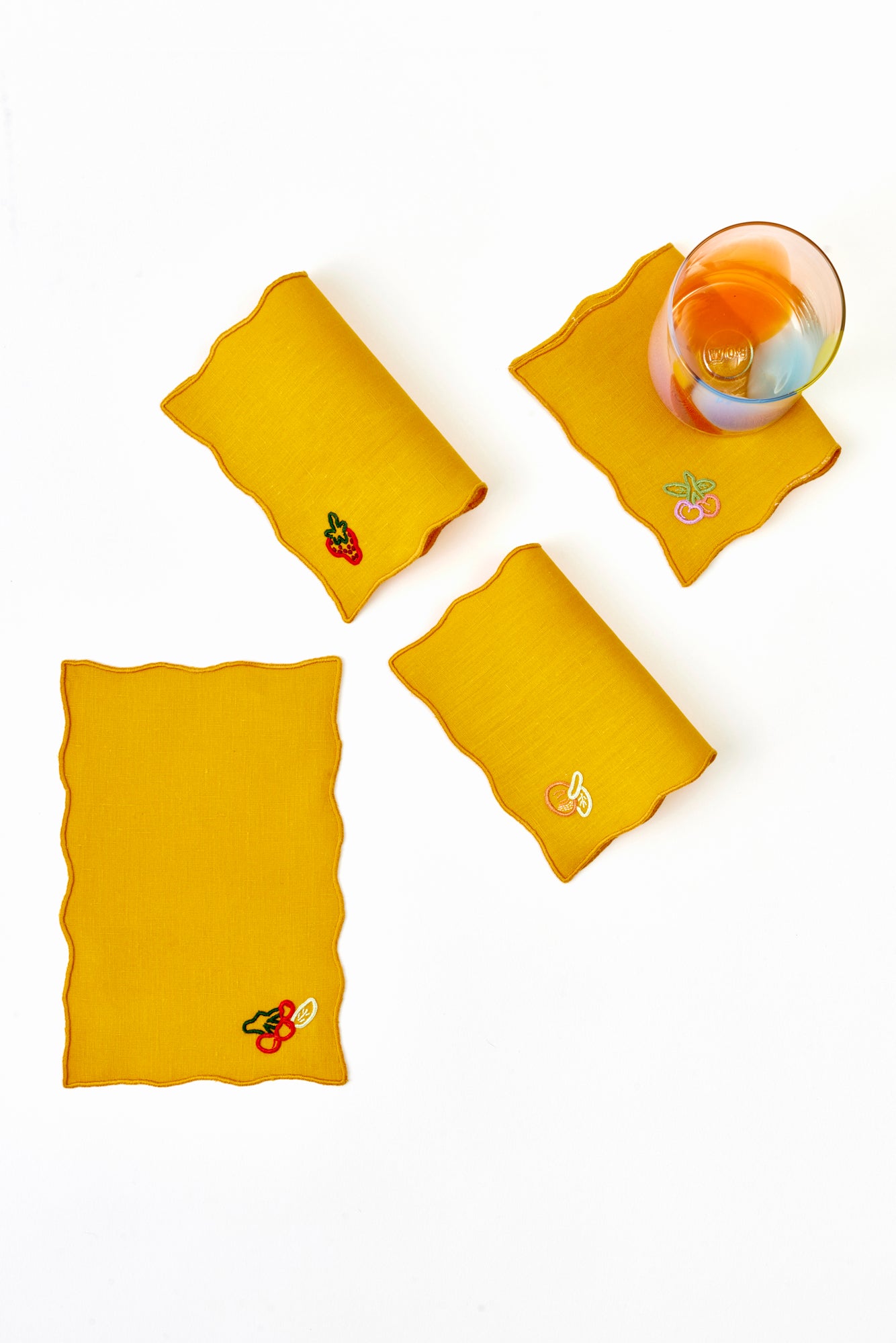 SET OF 4 FRUIT FORWARD COCKTAIL NAPKINS