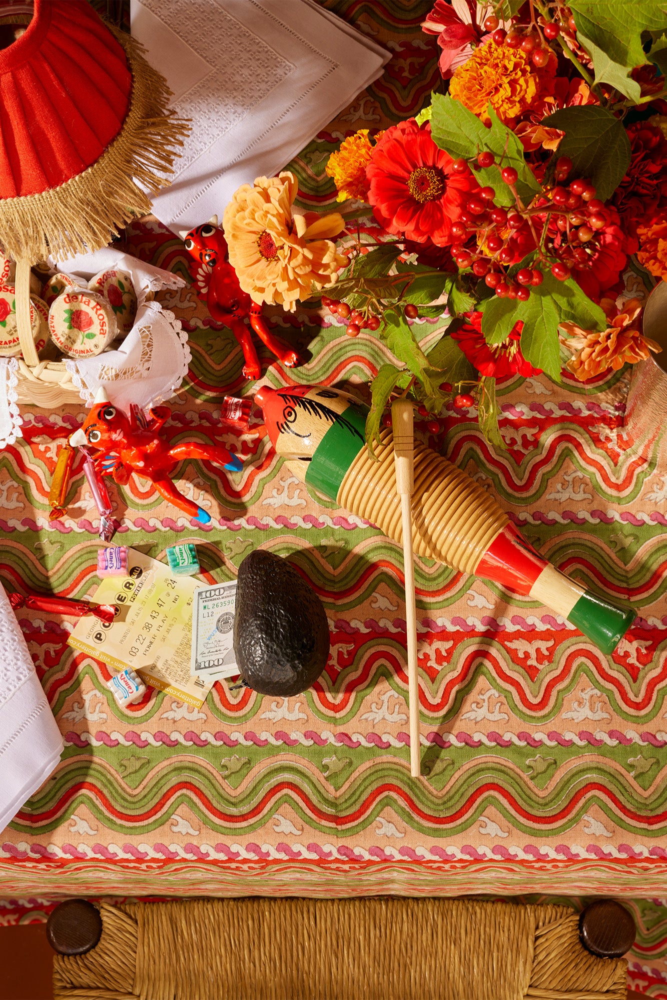 Set of 3 maracas. They are hand painted in Mexico and pack a spicy beat. 