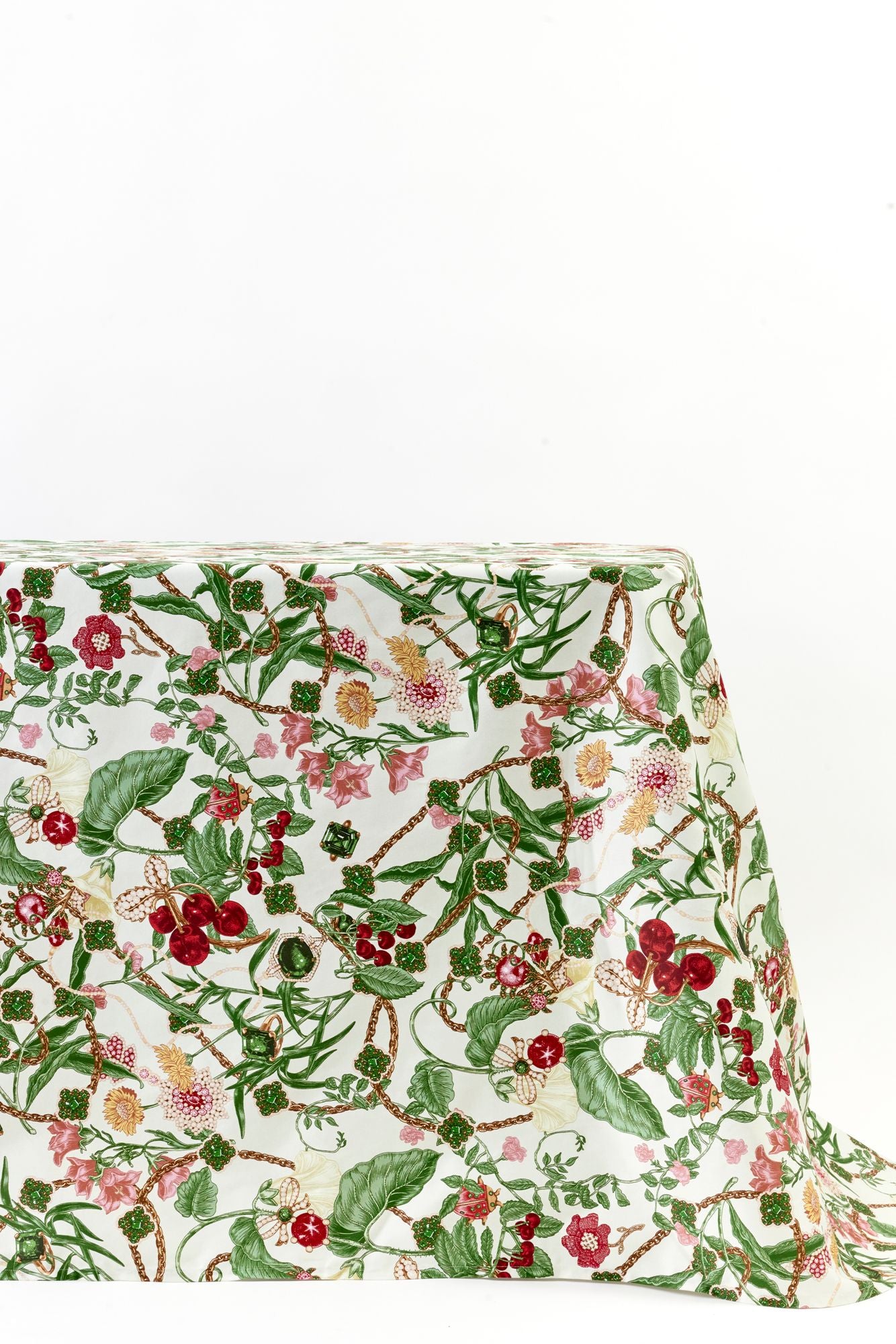 Floral patterned fabric on a white background