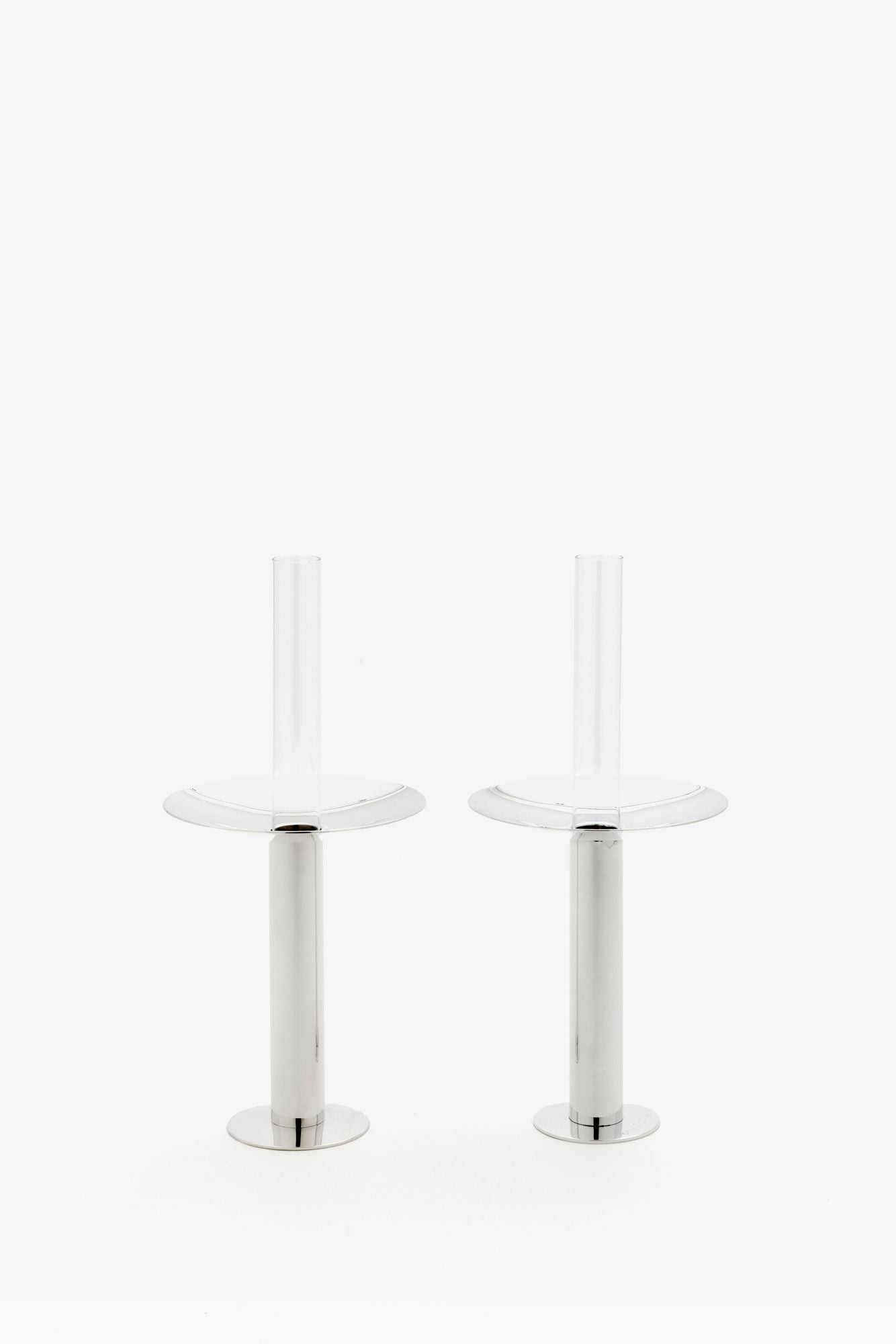 SILVER DECO TAPER HOLDER & VASE.