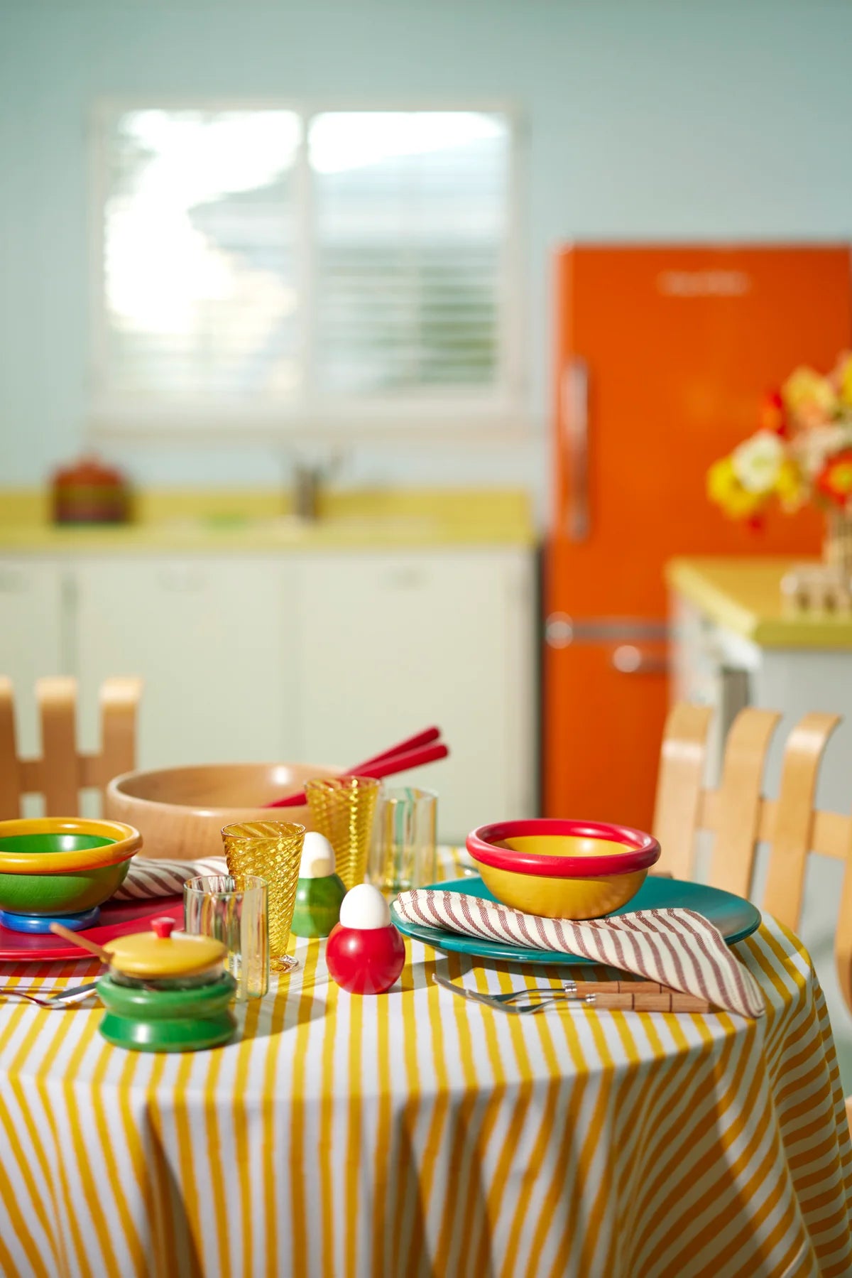 Colorful wood egg cups.