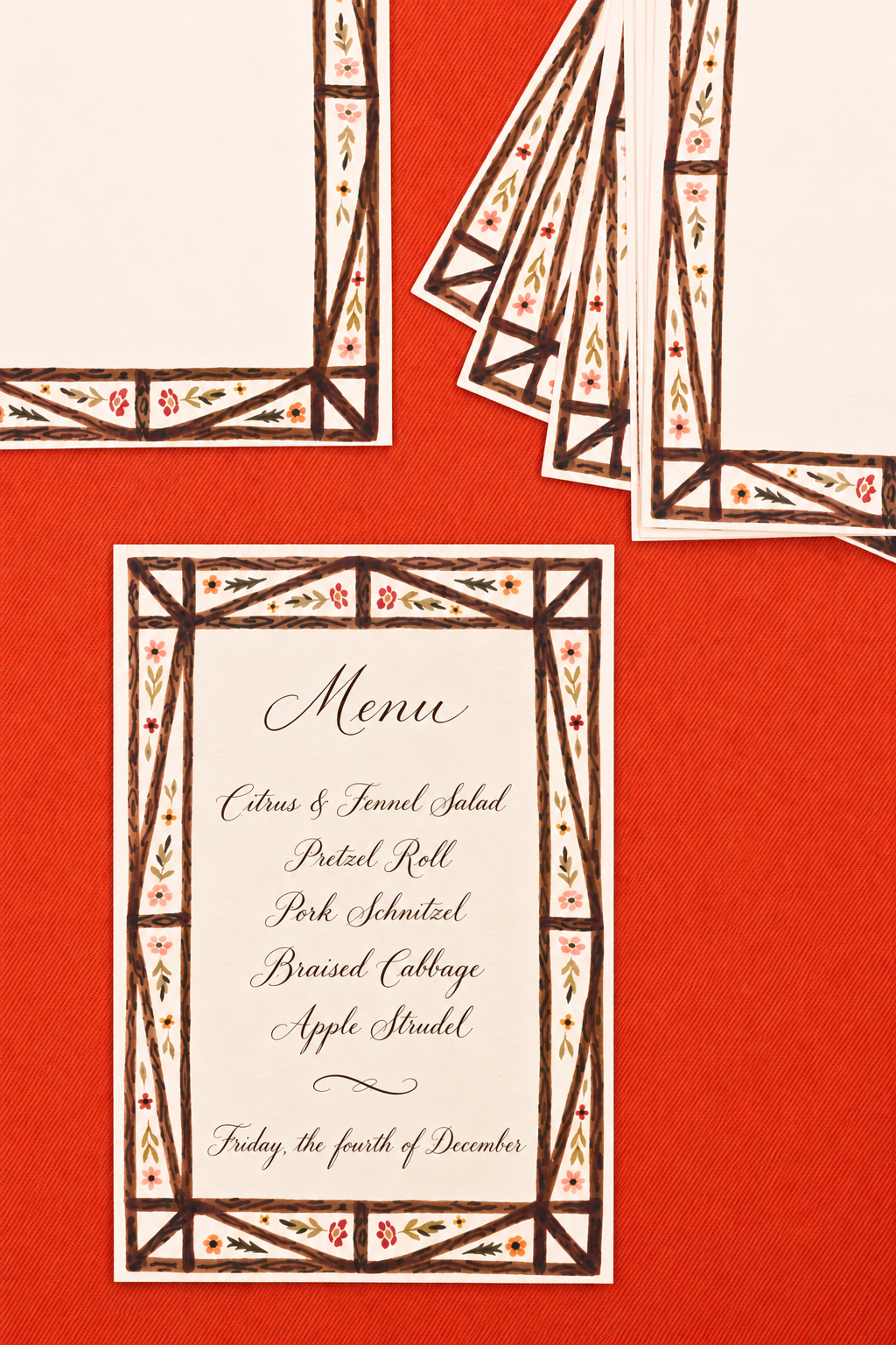 SET OF 12 BAVARIAN FOLK MENU CARDS