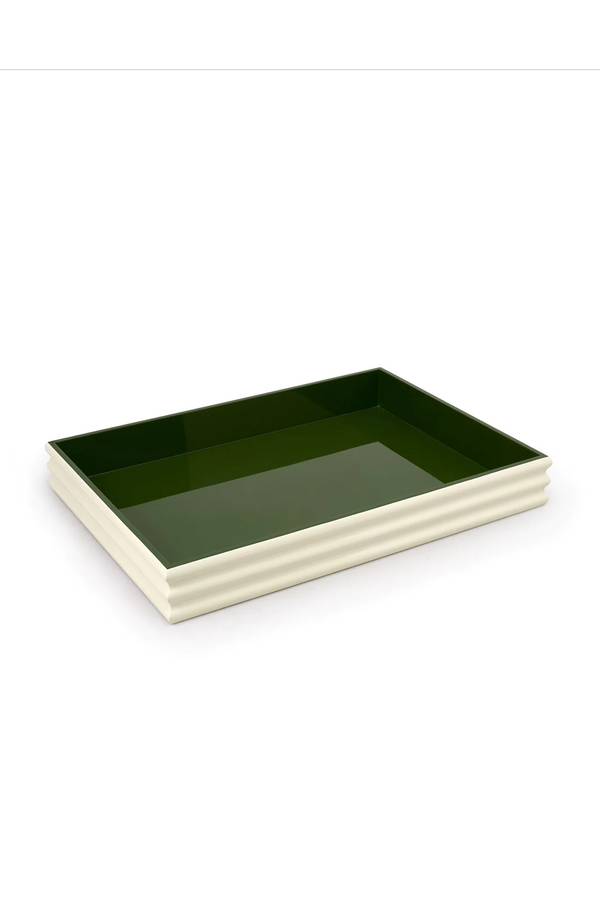 LARGE OLIVE LACQUER WIGGLE TRAY