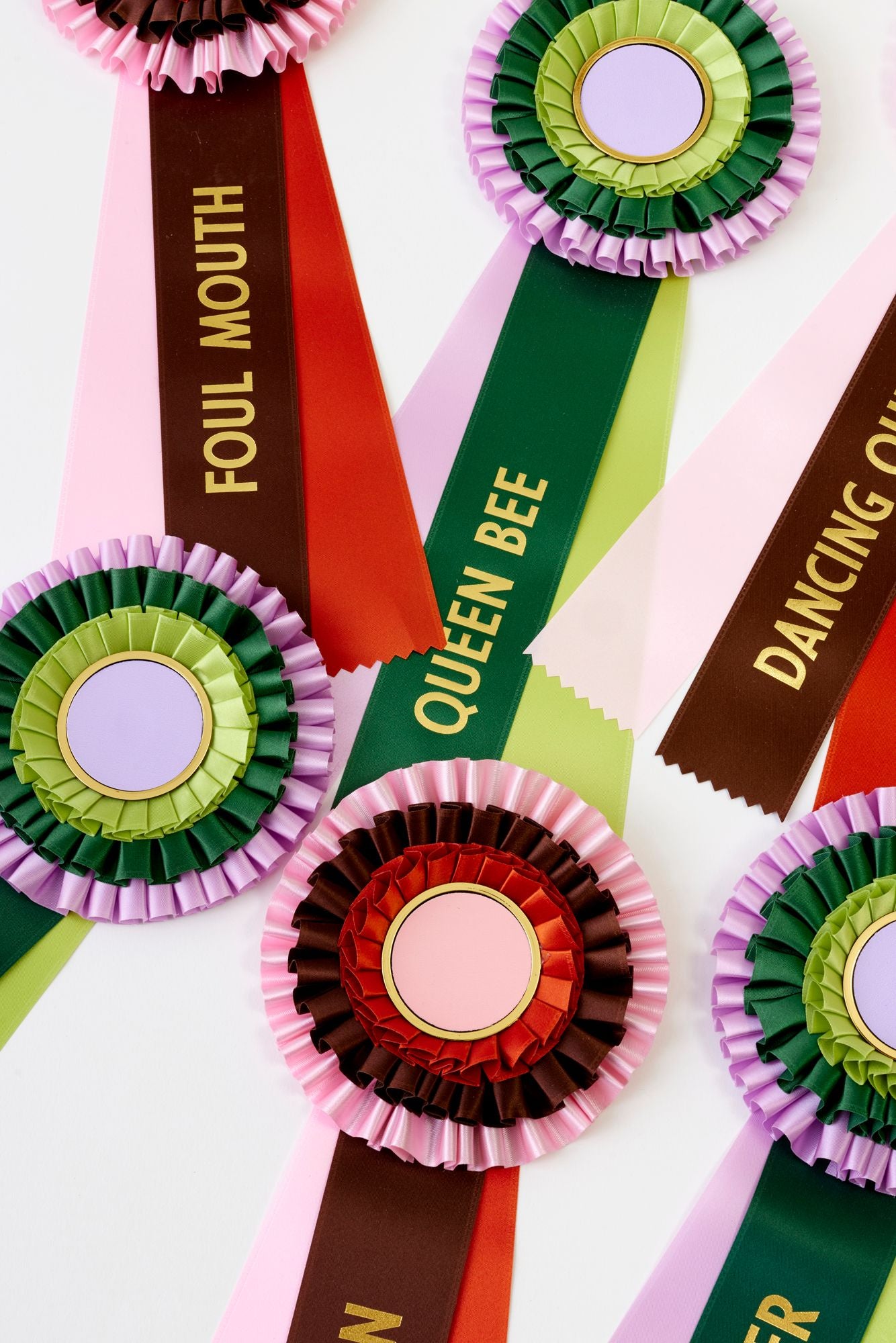 Set of 12 award ribbons.