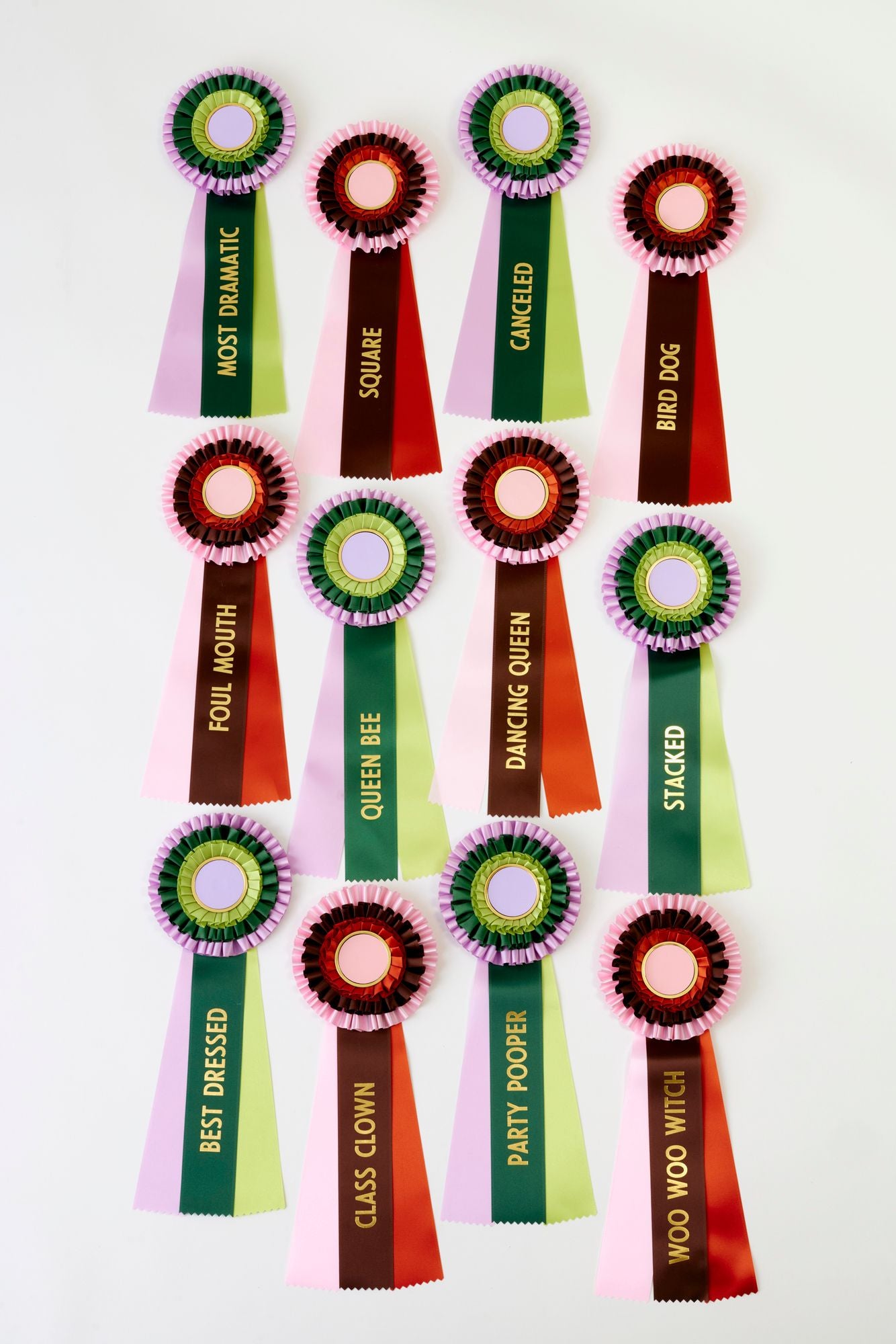 Set of 12 award ribbons.