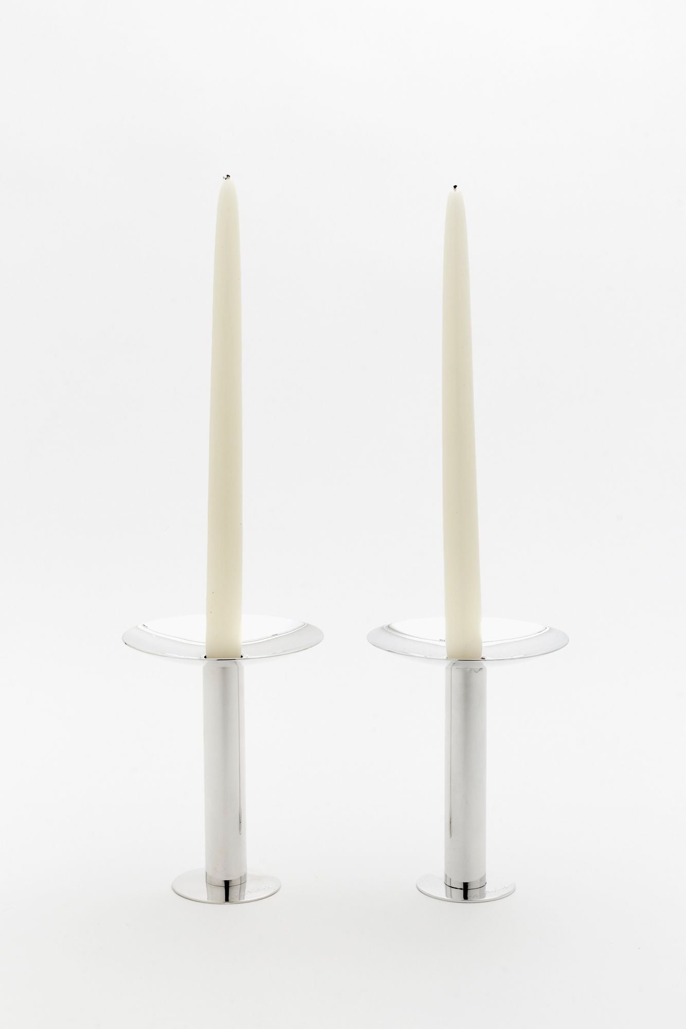 SILVER DECO TAPER HOLDER & VASE.