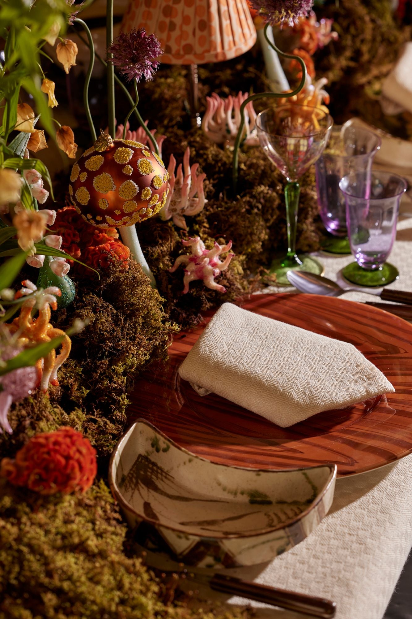 ECRU CHECKERED DINNER NAPKIN