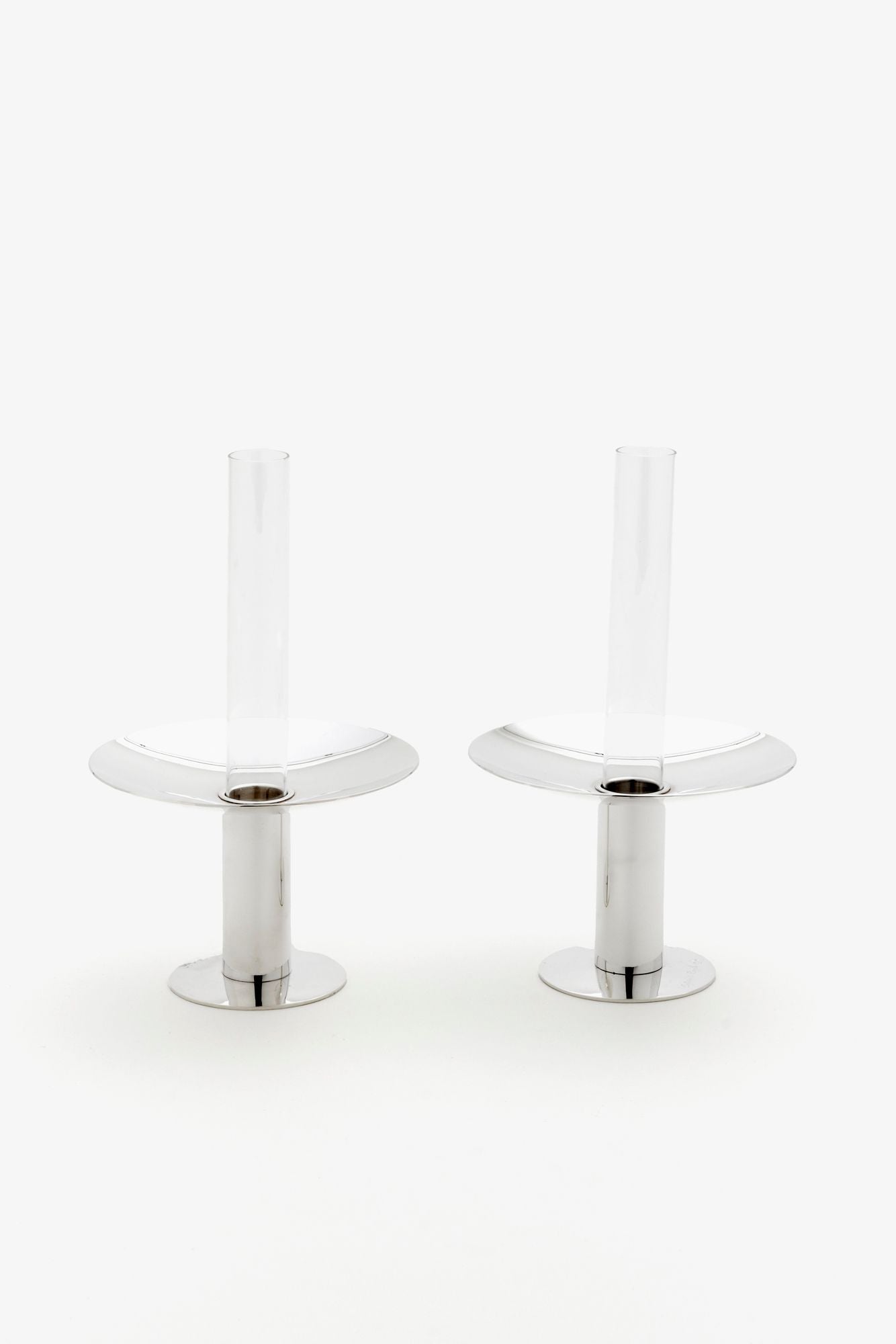 SILVER DECO TAPER HOLDER & VASE.