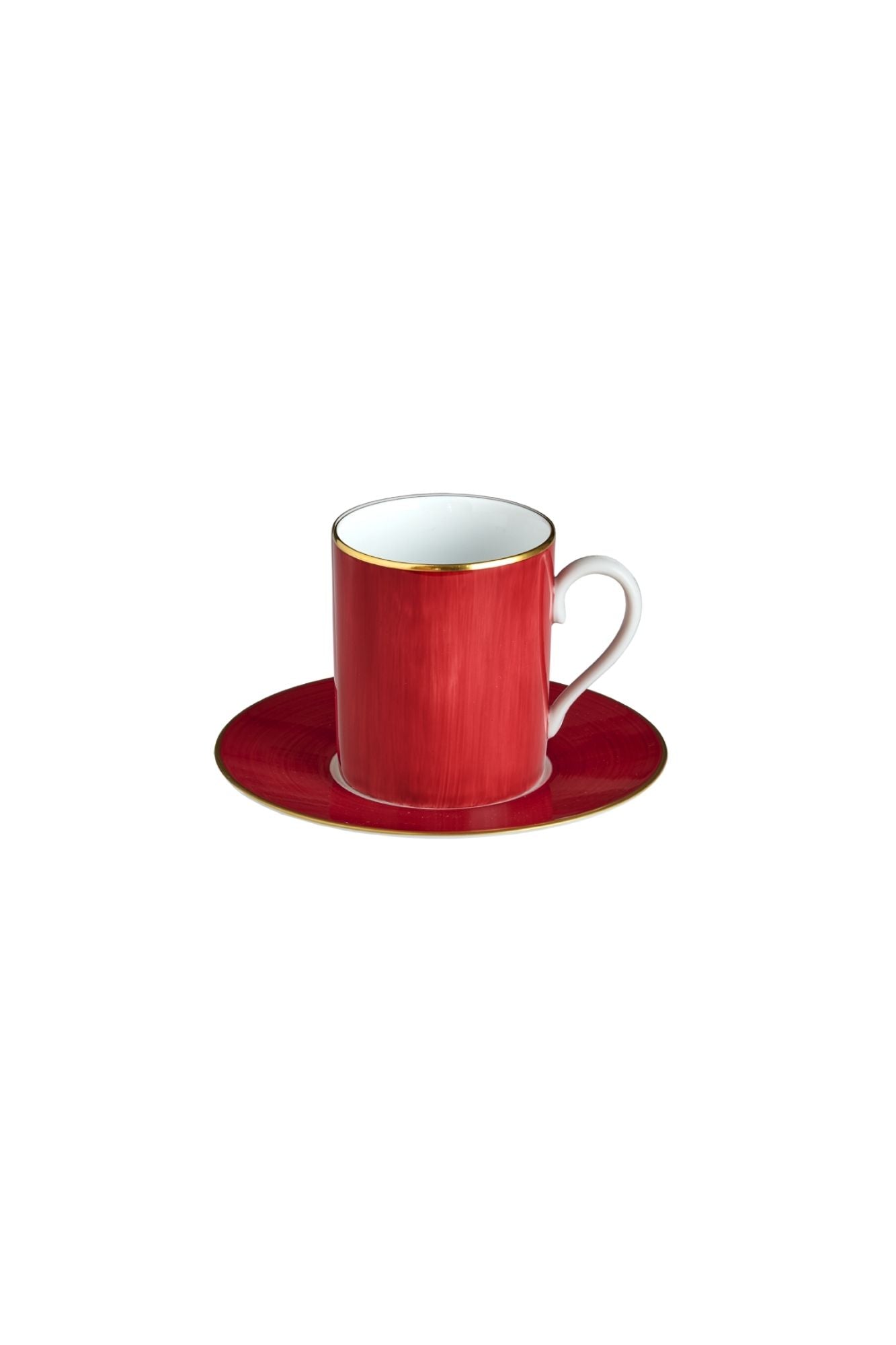 Hand painted dinnerware with ruby red color.