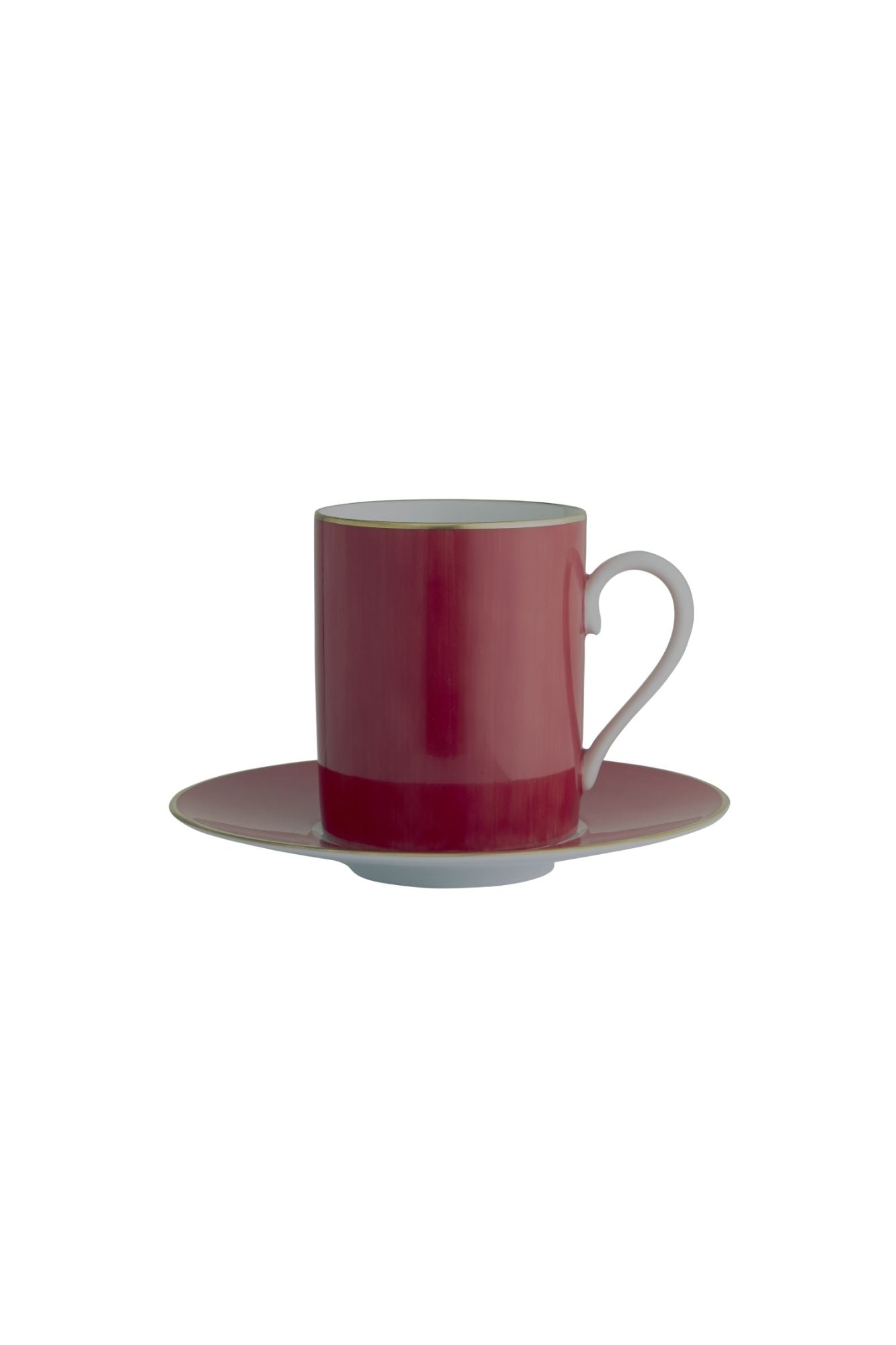 Hand painted dinnerware with rouge red color.