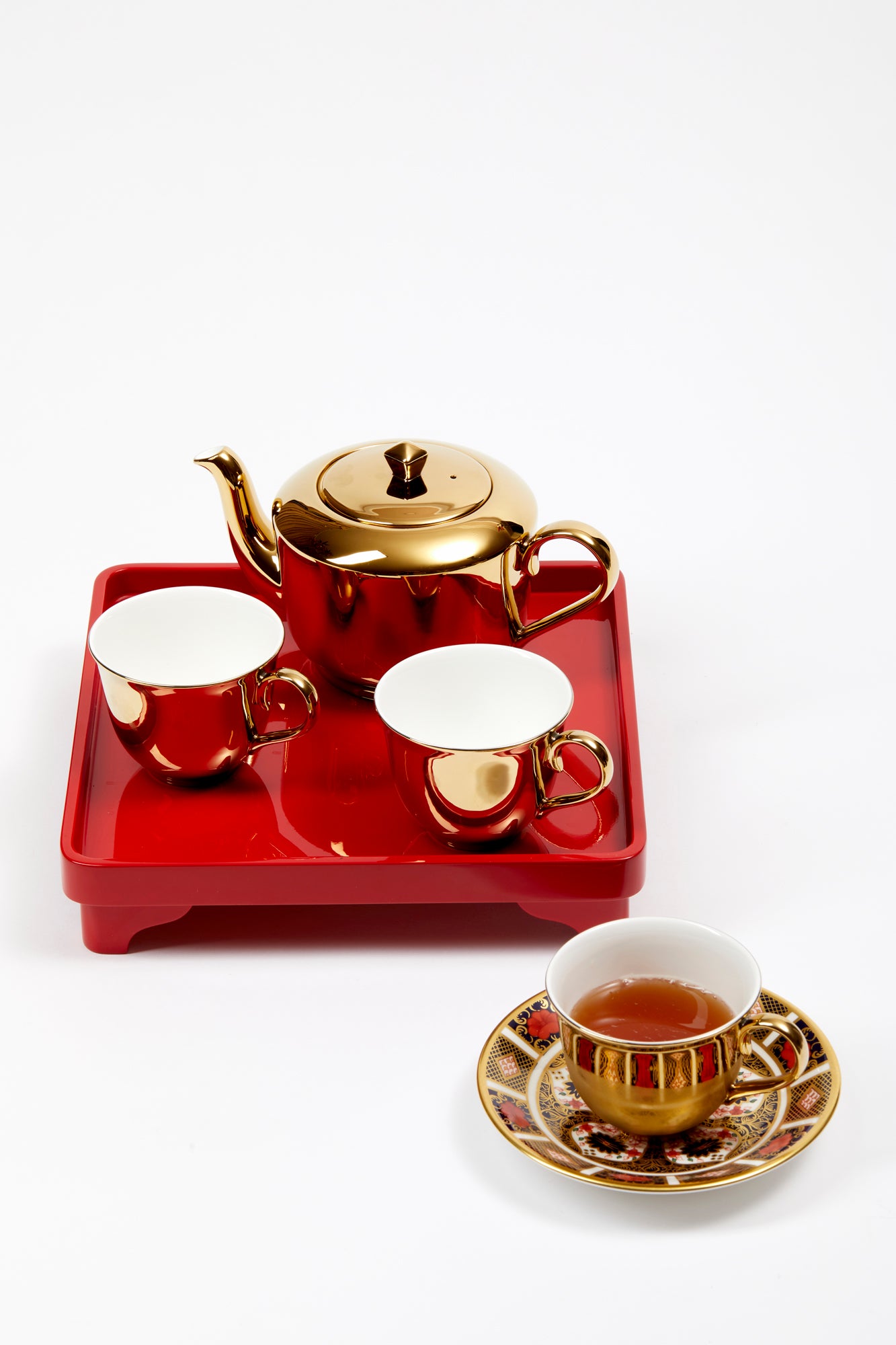 Gilded bone china tea service.