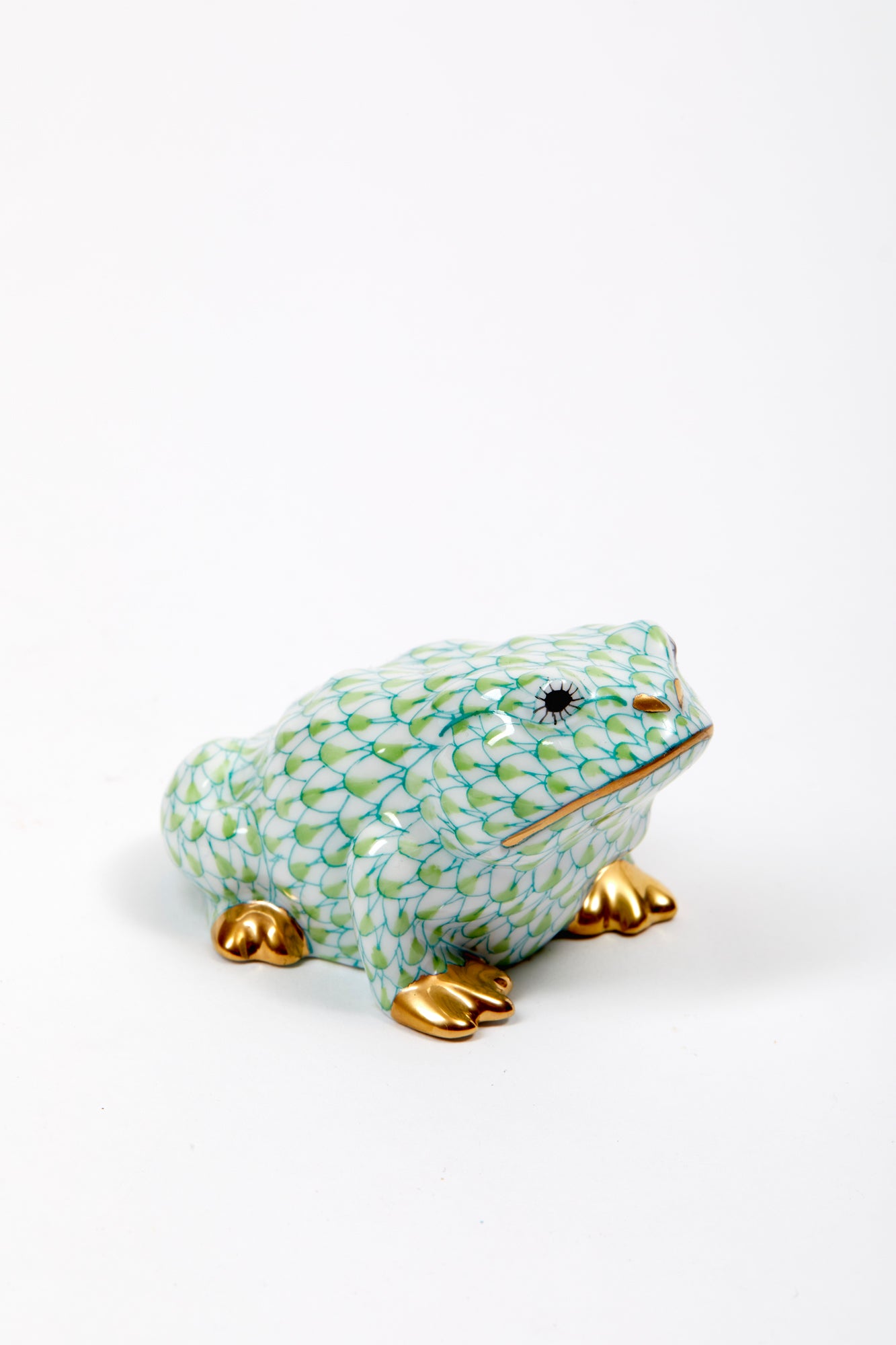 Handmade and hand-painted frog in Hungary by Herend by master artisans. 24k gold accents.