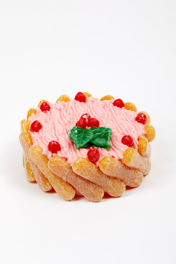 CANDLE DRESSED AS LARGE STRAWBERRY CAKE