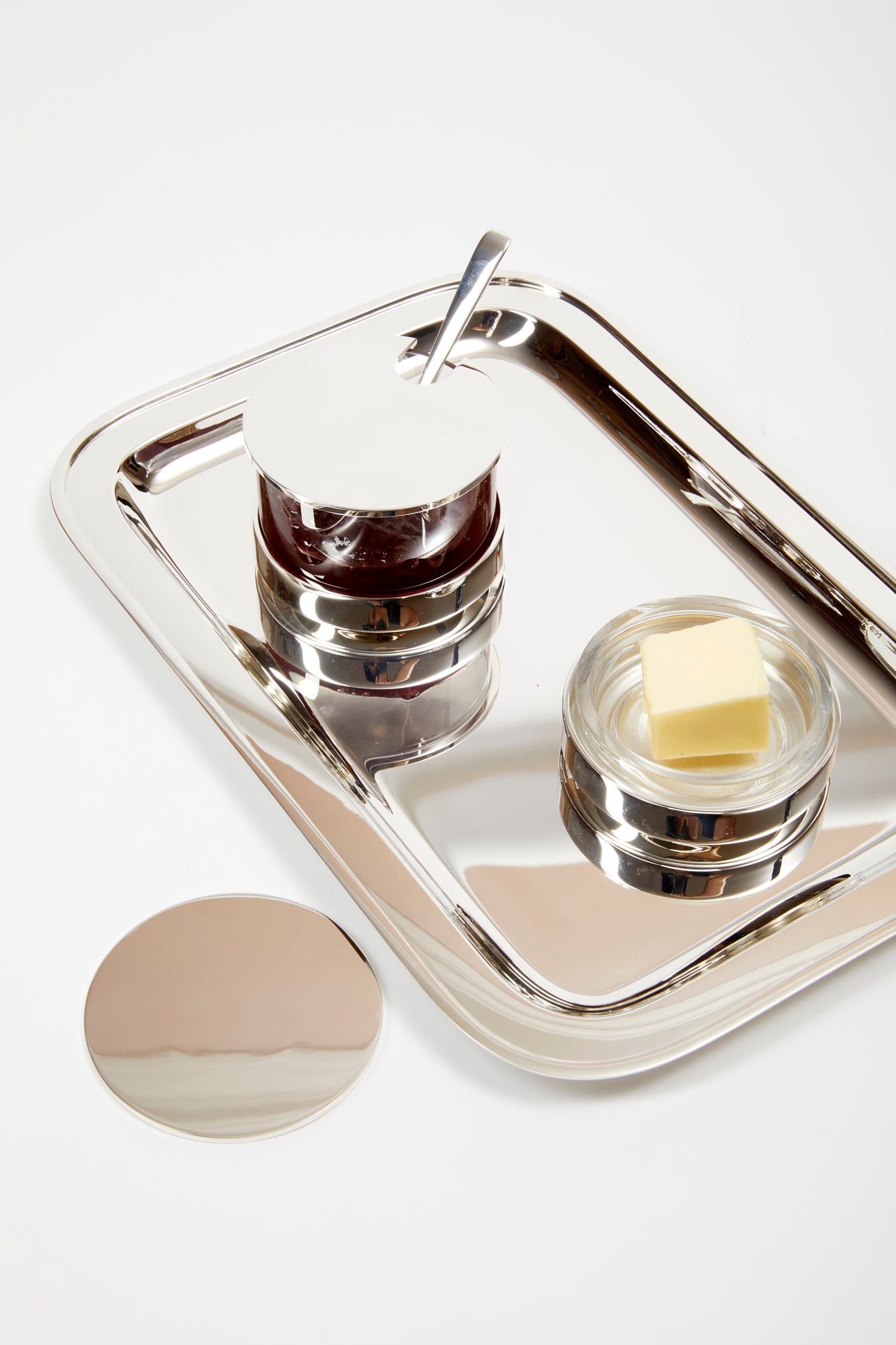 Silver-plated jam server.