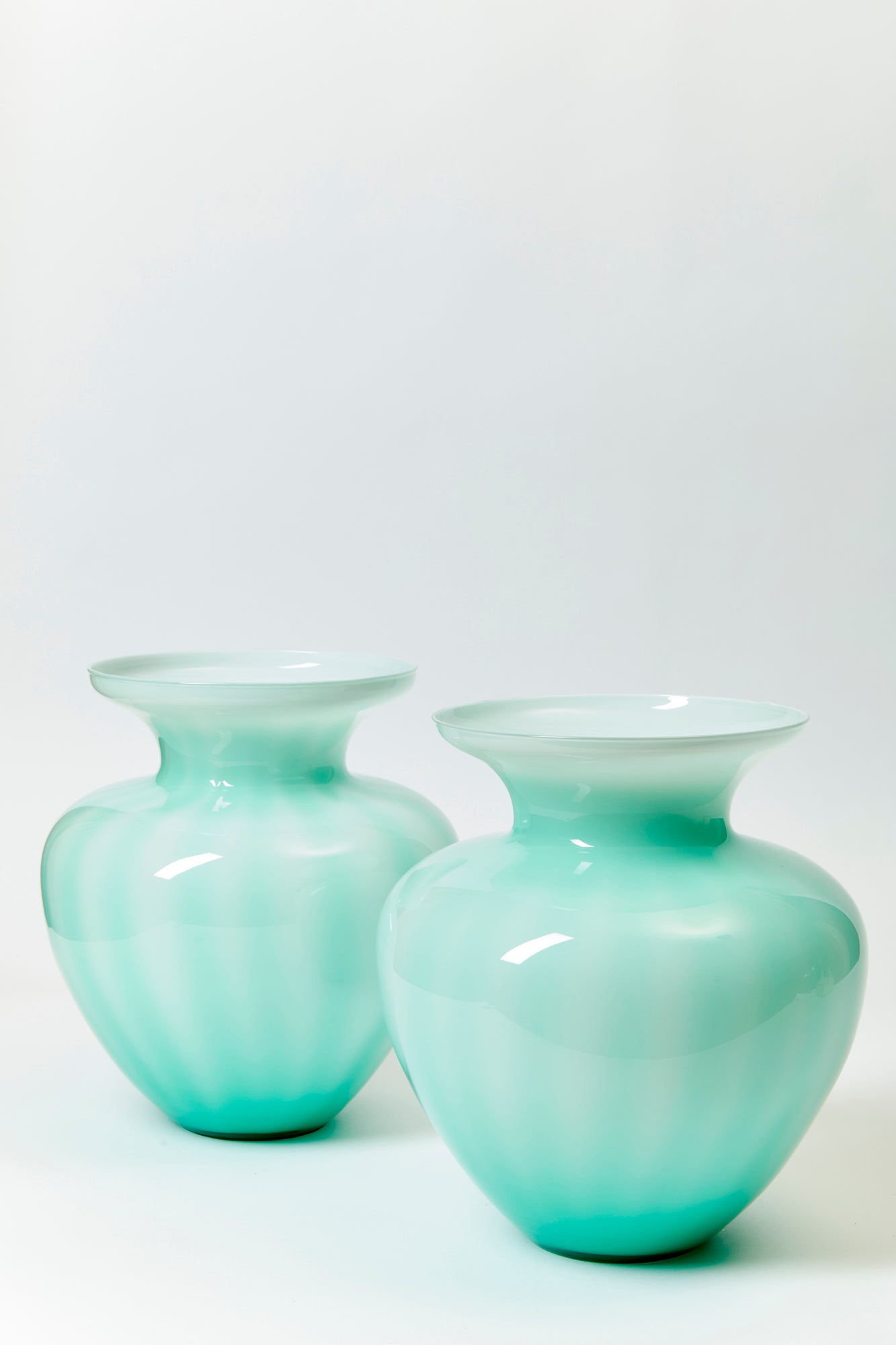 PAIR OF VINTAGE MINT STRIPED VASES