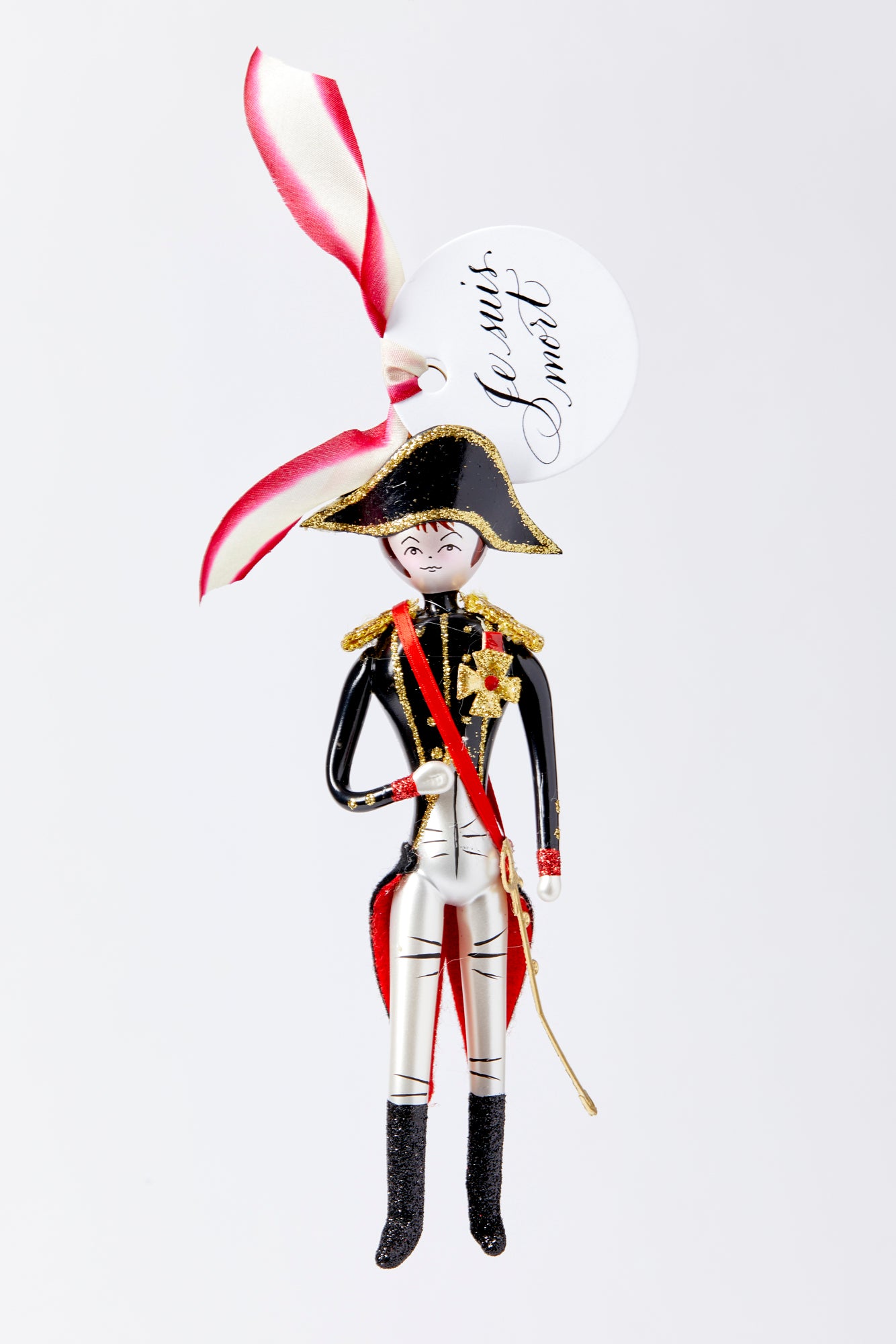 Mouth-blown and hand-painted glass soldier ornament crafted in Italy.