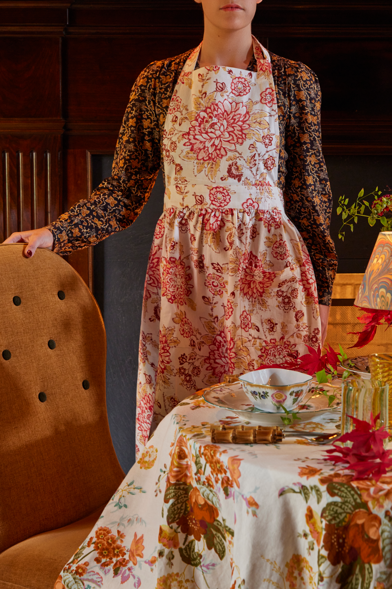 Spicy Red and Pink Floral apron.