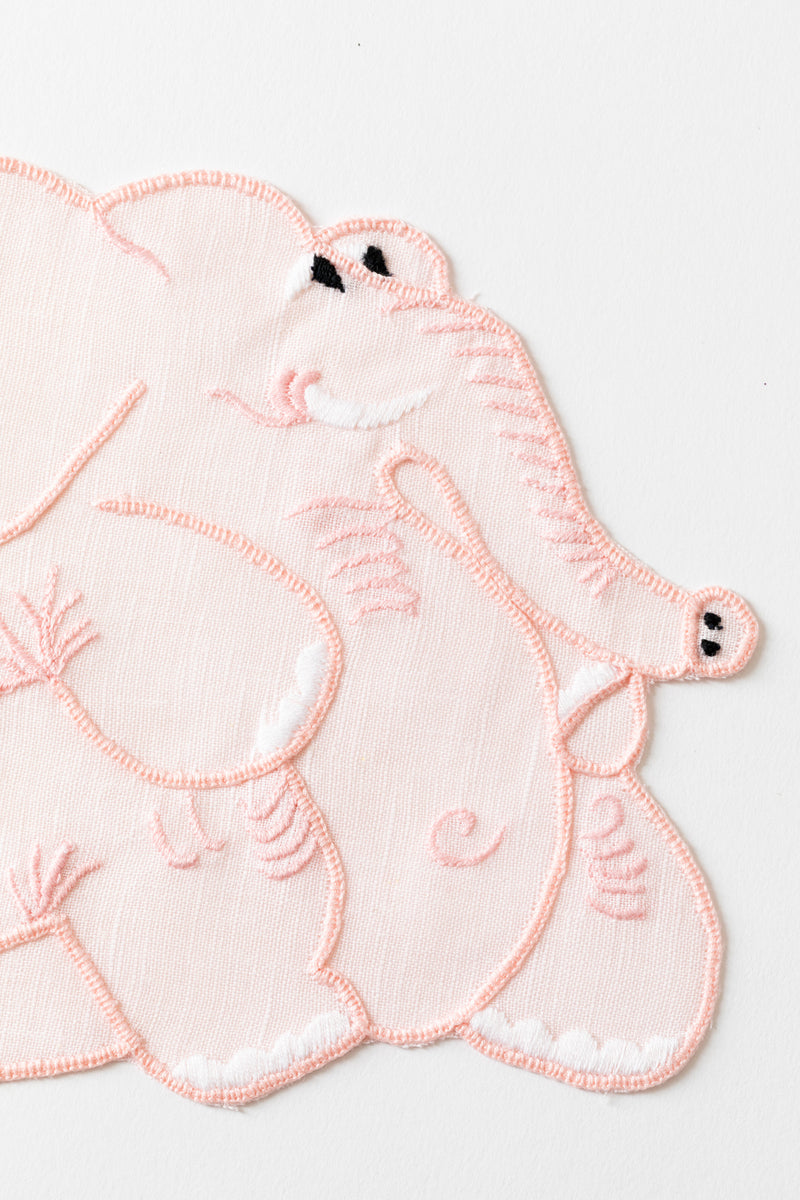 SET OF 4 PINK ELEPHANT COCKTAIL NAPKINS
