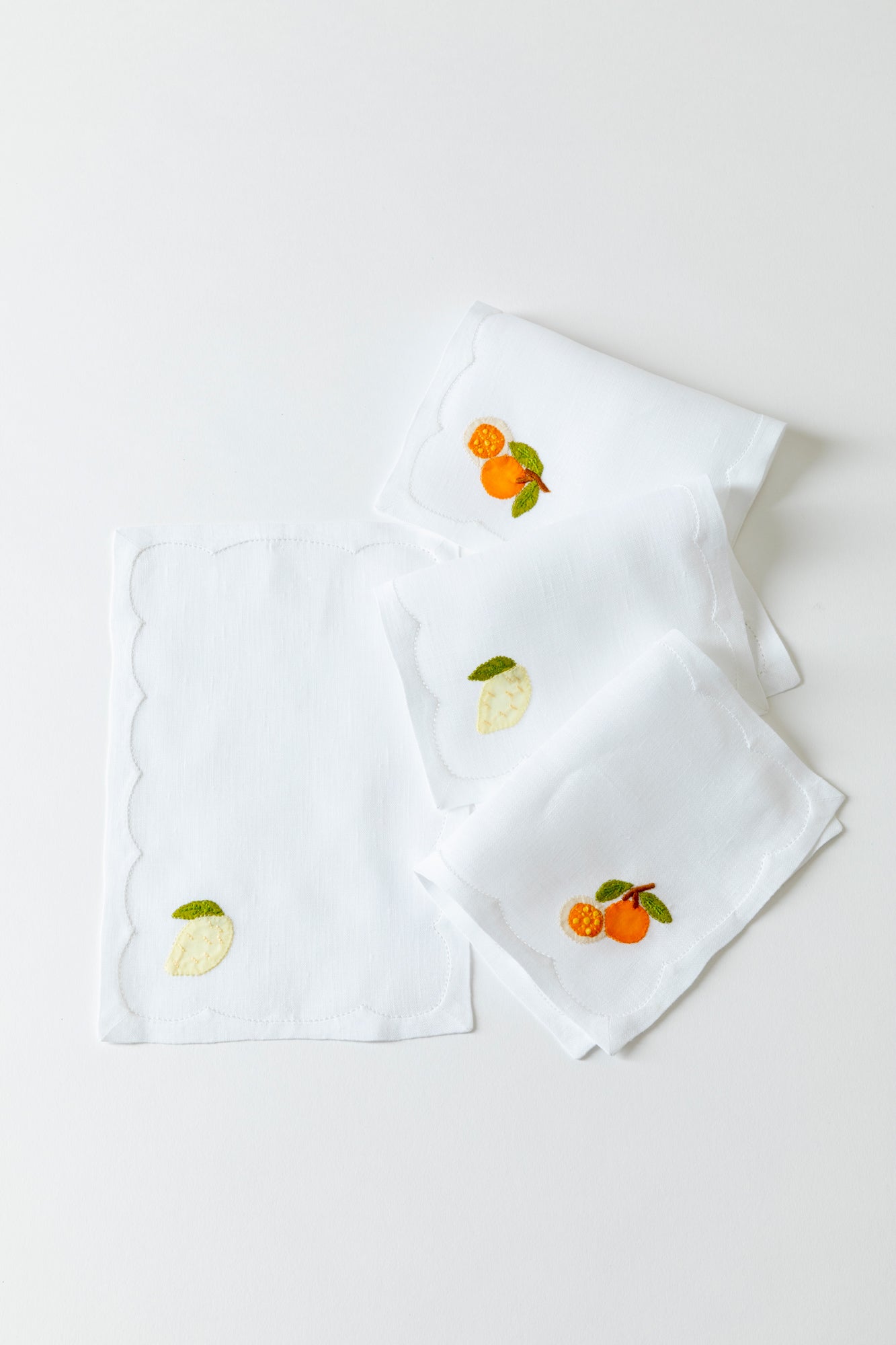 SET OF 4 CITRUS COCKTAIL NAPKINS