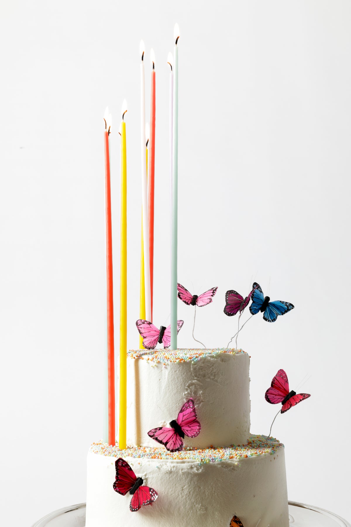 Colorful 15" tall birthday cake candles.