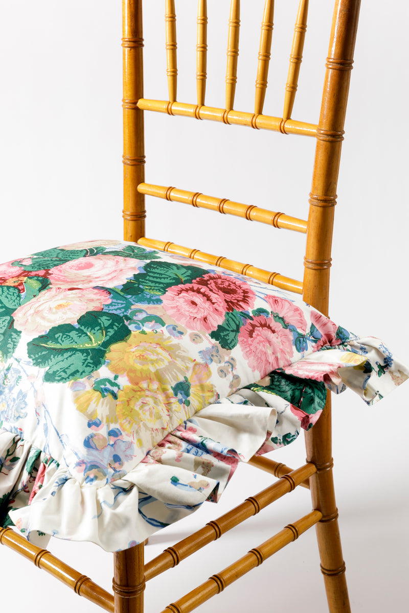 FLORAL BOUQUET RUFFLED PILLOW AND CHAIR CUSHION