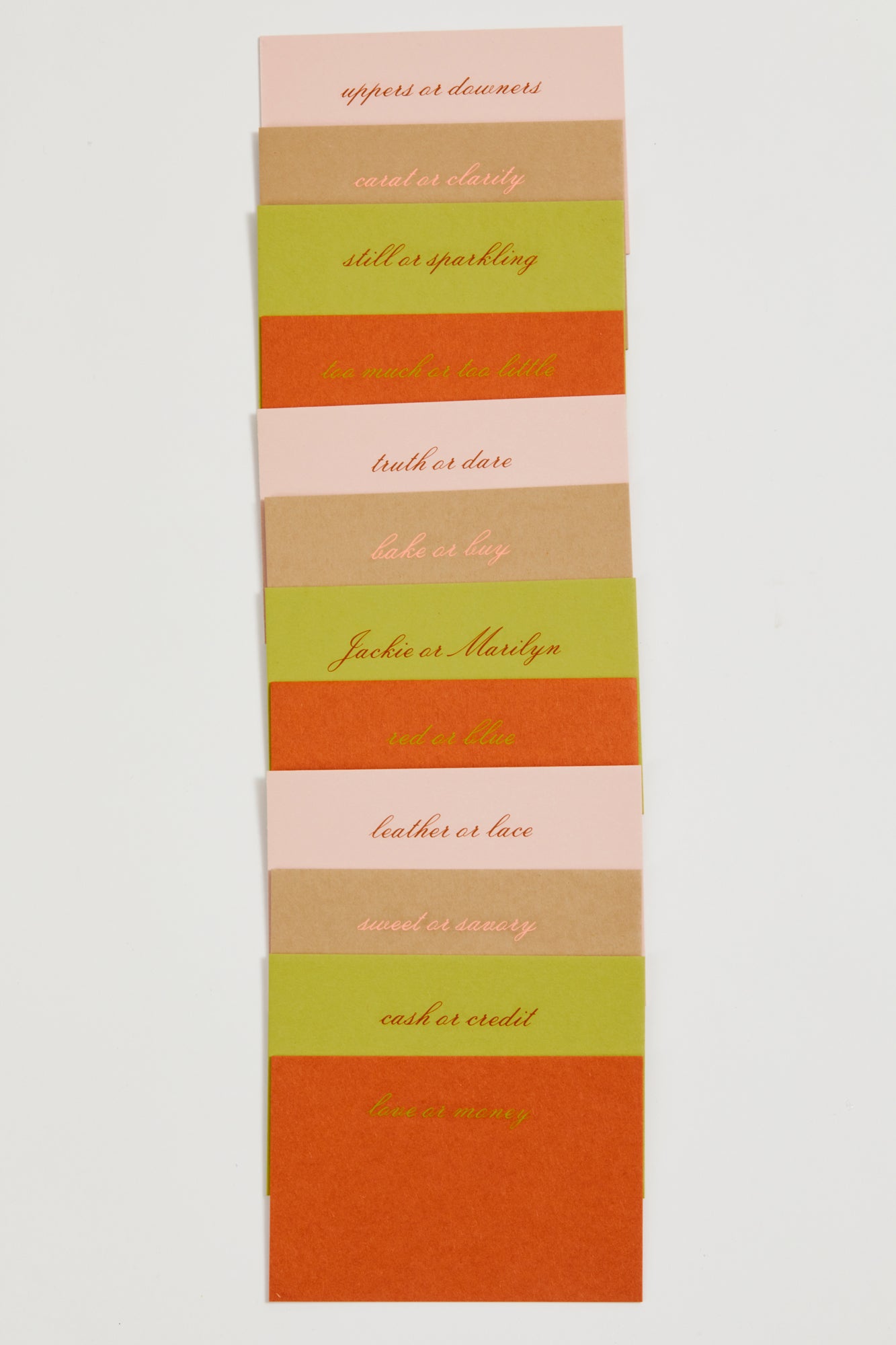 SET OF 12 ENGRAVED THIS OR THAT PLACE CARDS