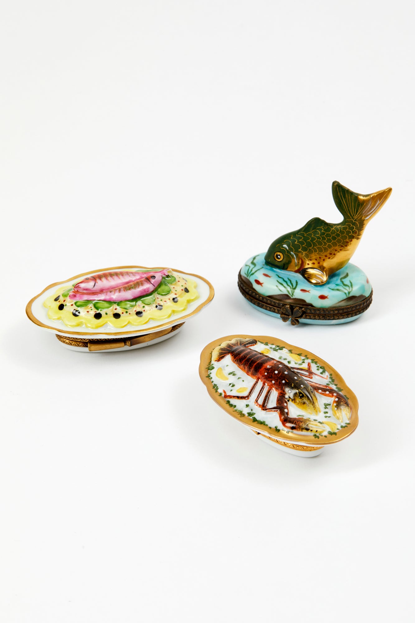 Vintage seafood platters limoges boxes.