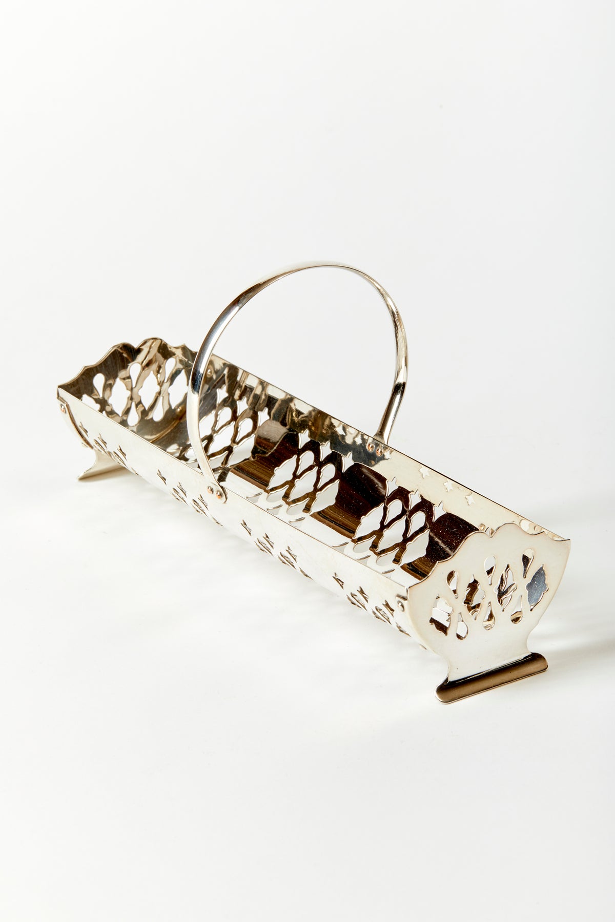 VINTAGE SILVER CRACKER BASKET