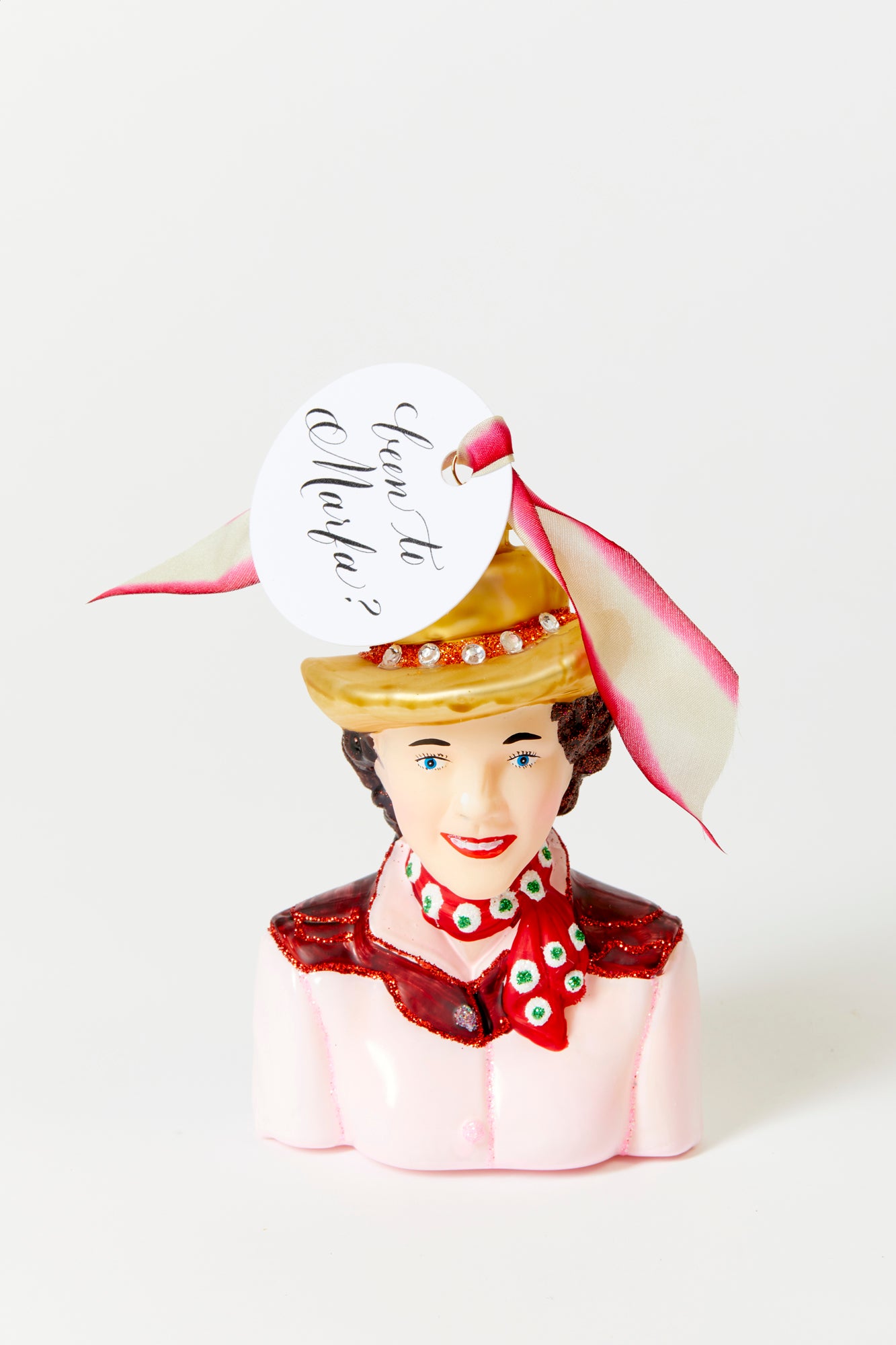 Hand-painted country girl glass ornament crafted in Poland.