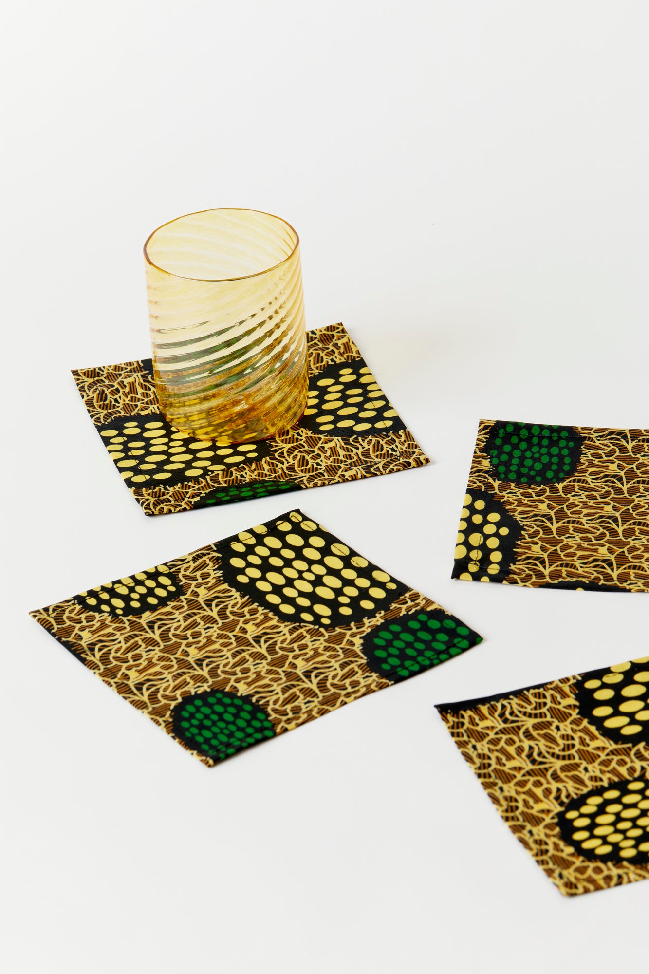 SET OF 4 YELLOW ANKARA COCKTAIL NAPKINS