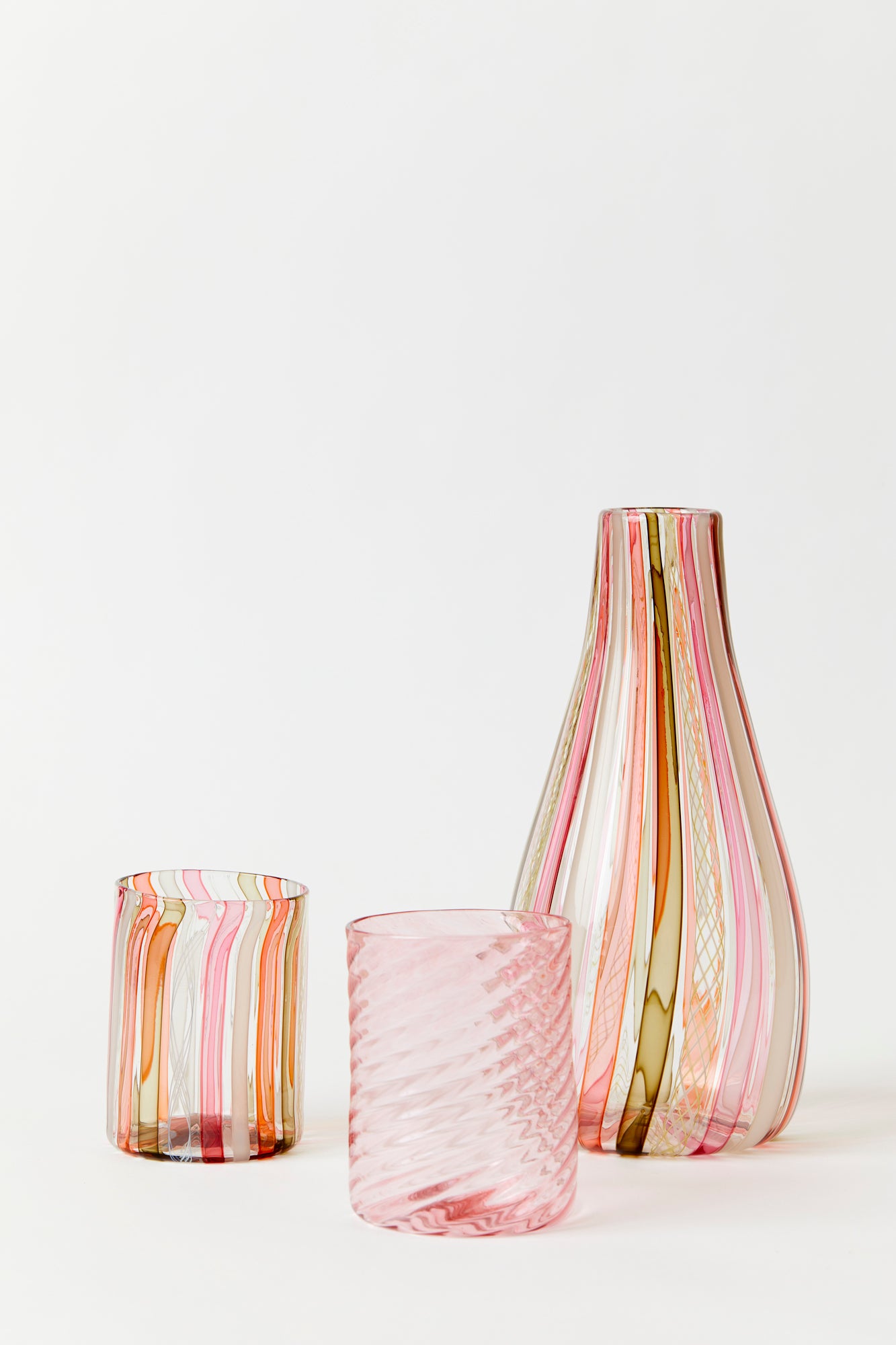 Twisted glass tumbler handblown by Tracy Glover.
